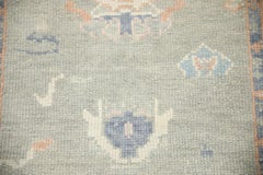 Turkish Oushak Rug Green, Salmon & Blue Floral Handwoven Wool Rug  2'11" x 4'9"
