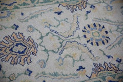 Turkish Oushak Rug Green, Yellow & Blue Handwoven Wool Rug 2'8" x 5'11"
