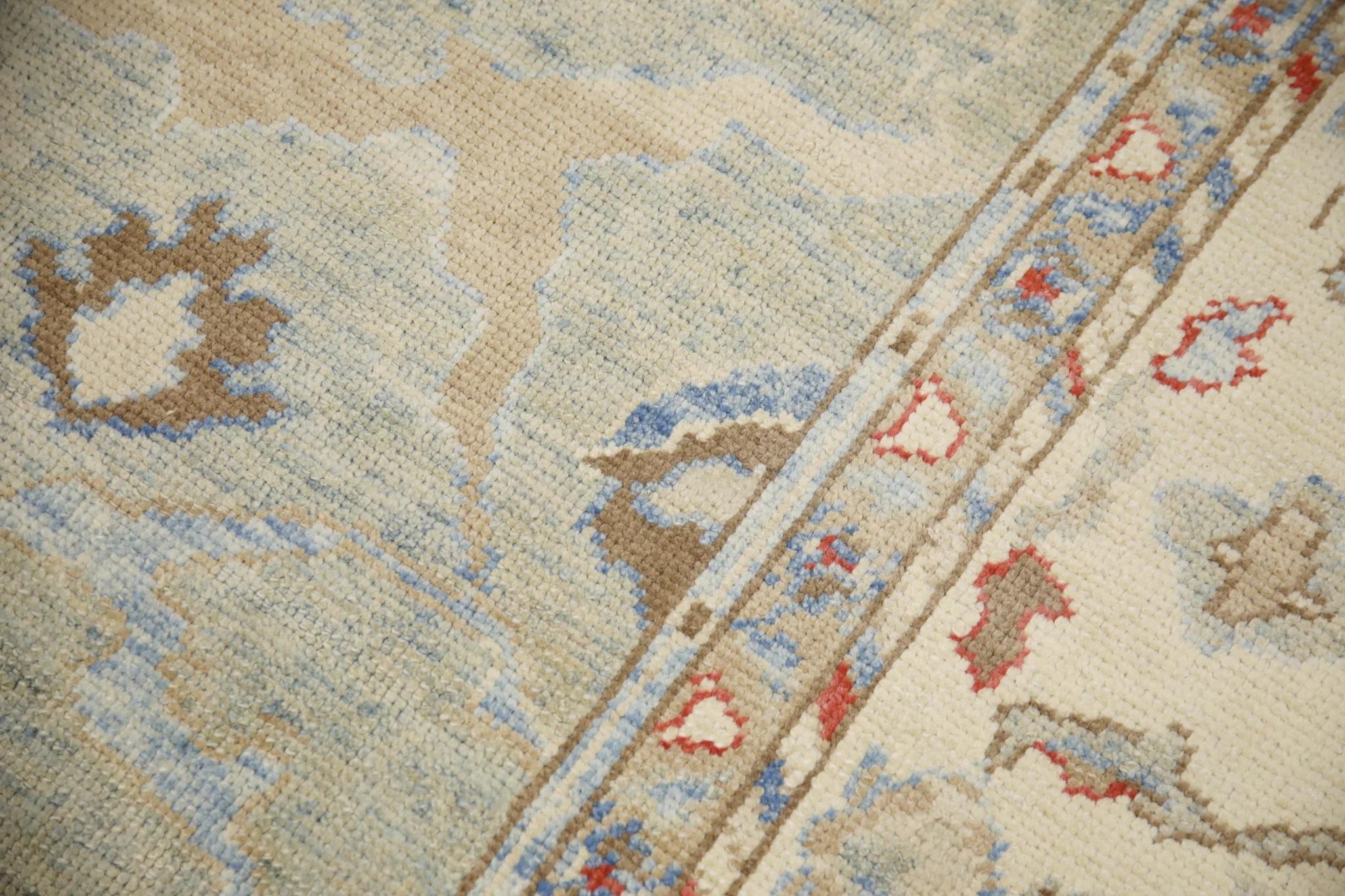 Türkischer Oushak Teppich Handgewebte Wolle Grün Braun Rot Floral 8'3