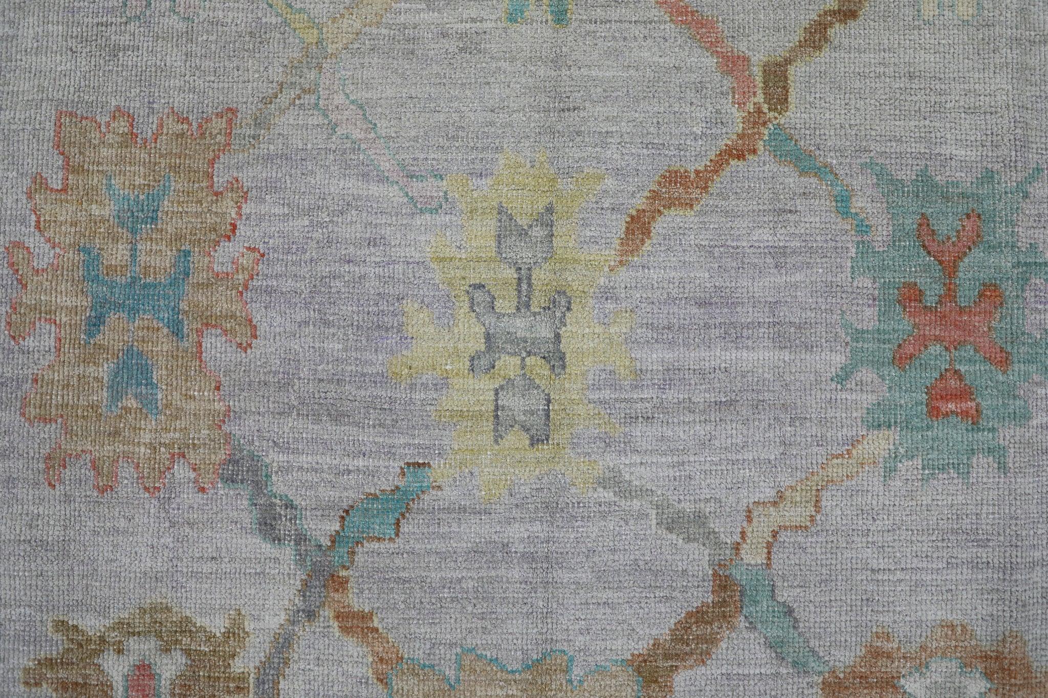 Moderno Tappeto turco Oushak Tessuto a mano in lana rosso multicolore Design/One 6'7