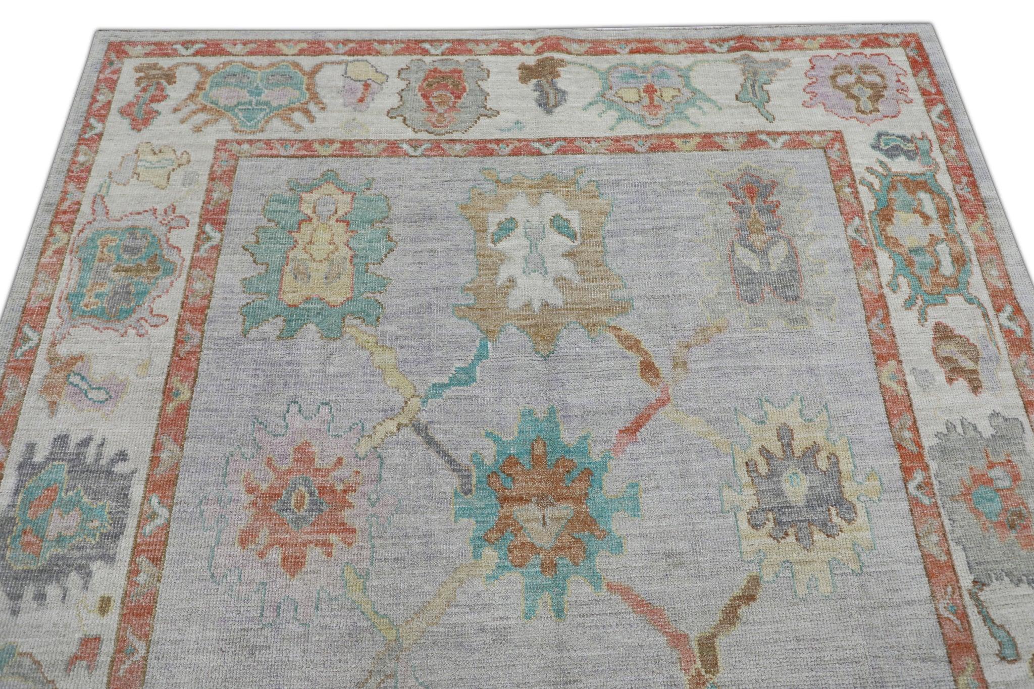 Turco Tappeto turco Oushak Tessuto a mano in lana rosso multicolore Design/One 6'7