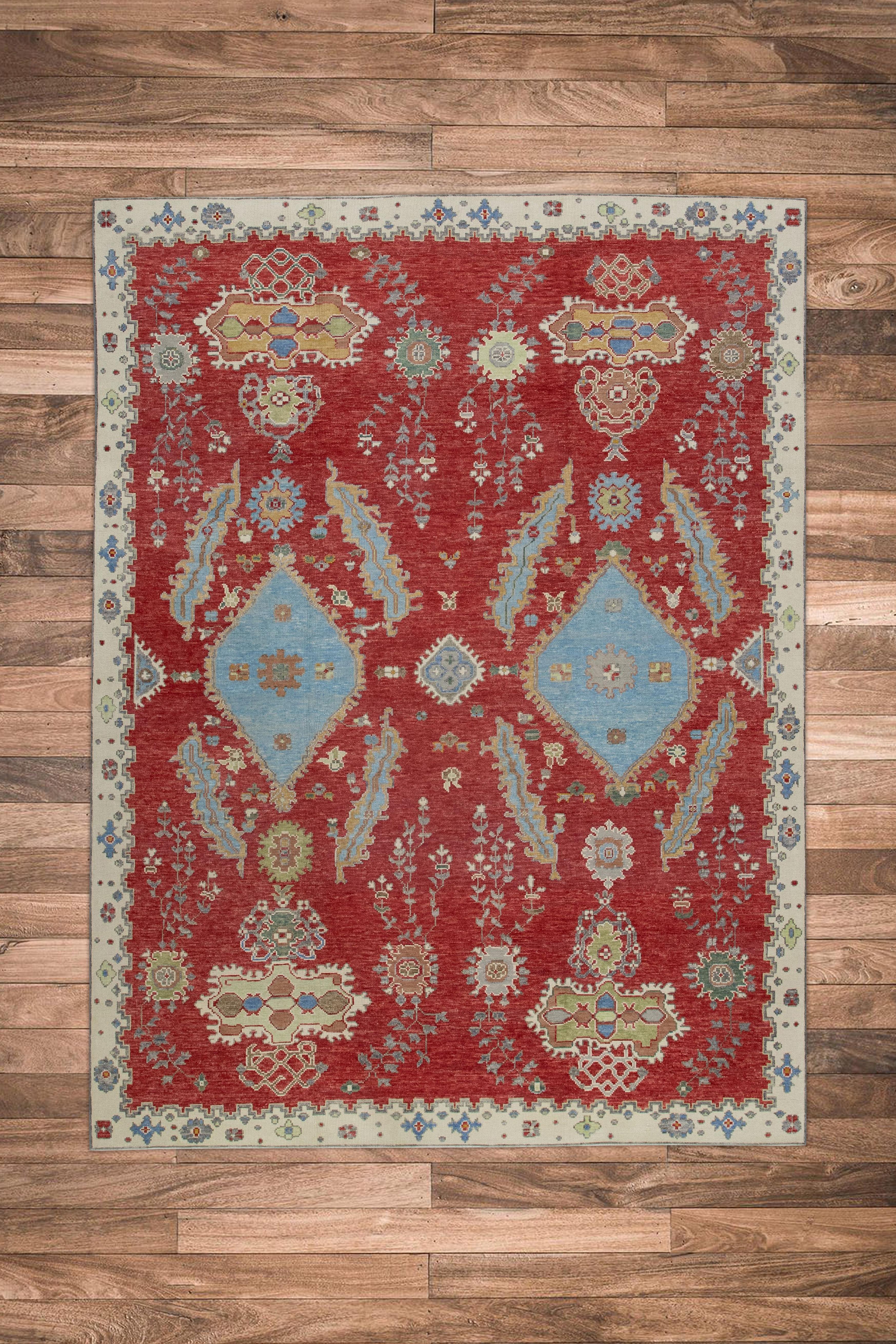 Handwoven Wool Turkish Oushak Rug 8'11