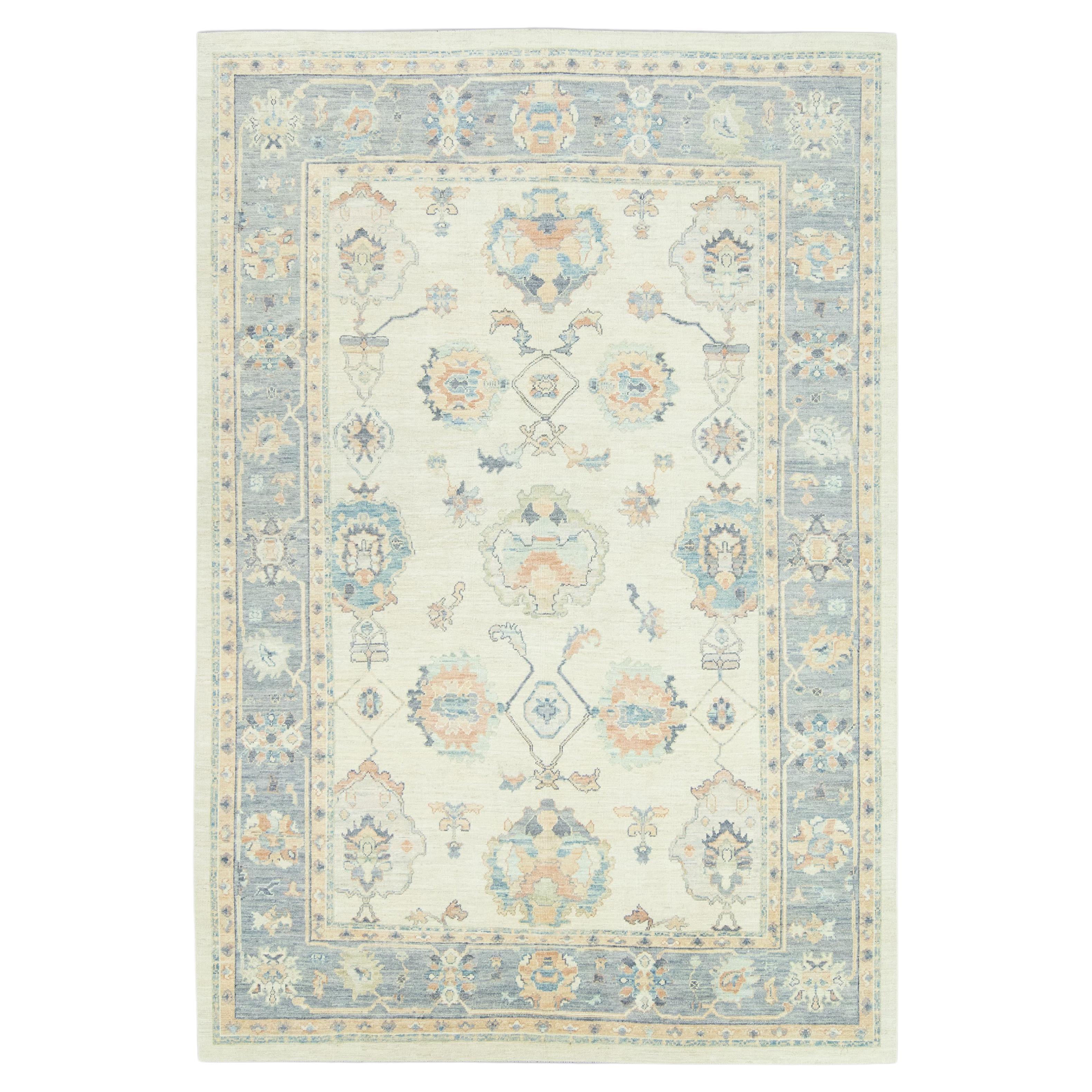 Turkish Oushak Rug Handwoven Wool Rug 9'6"x 13'9"