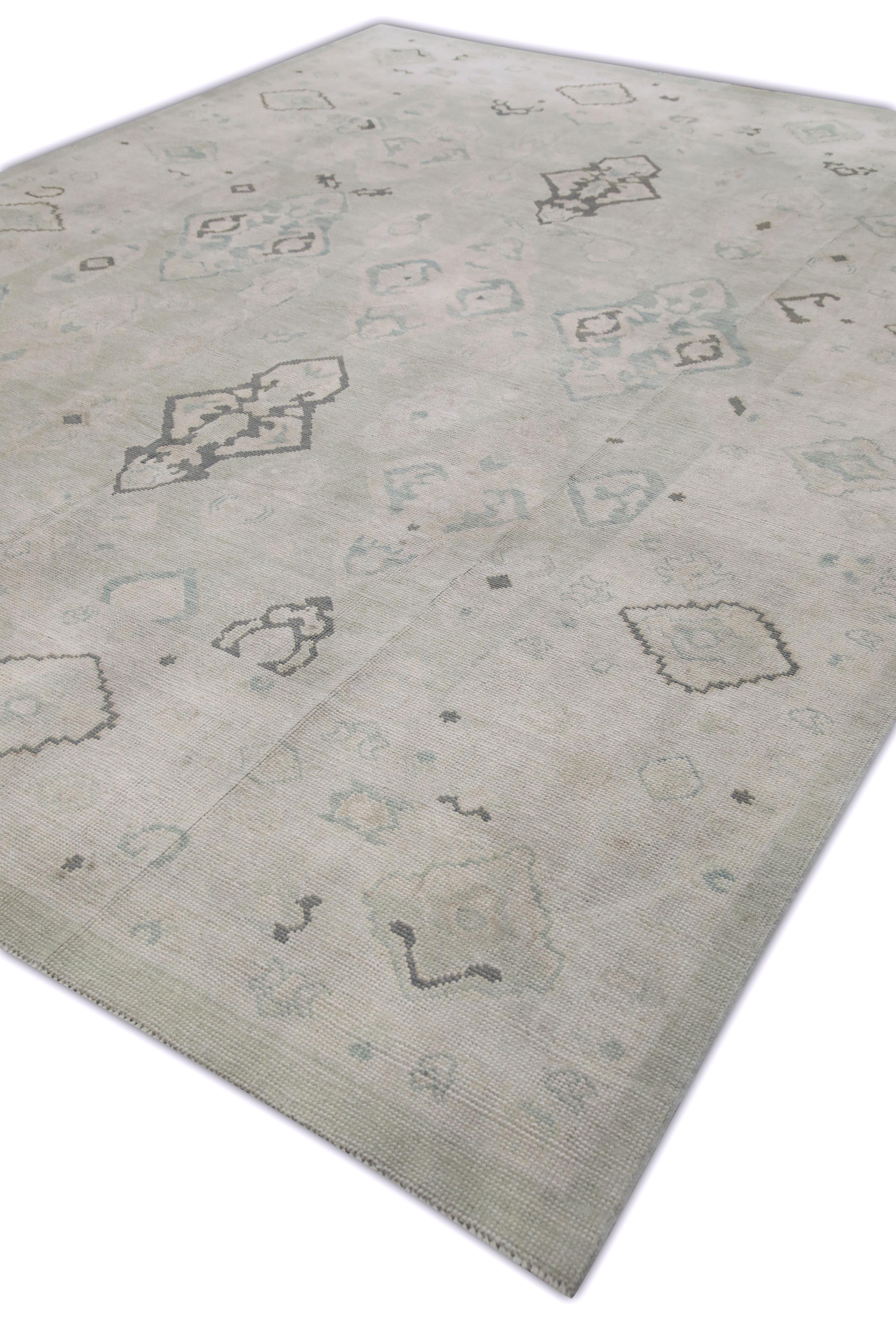 Modern Turkish Oushak Rug Handwoven Wool Rug 9'8