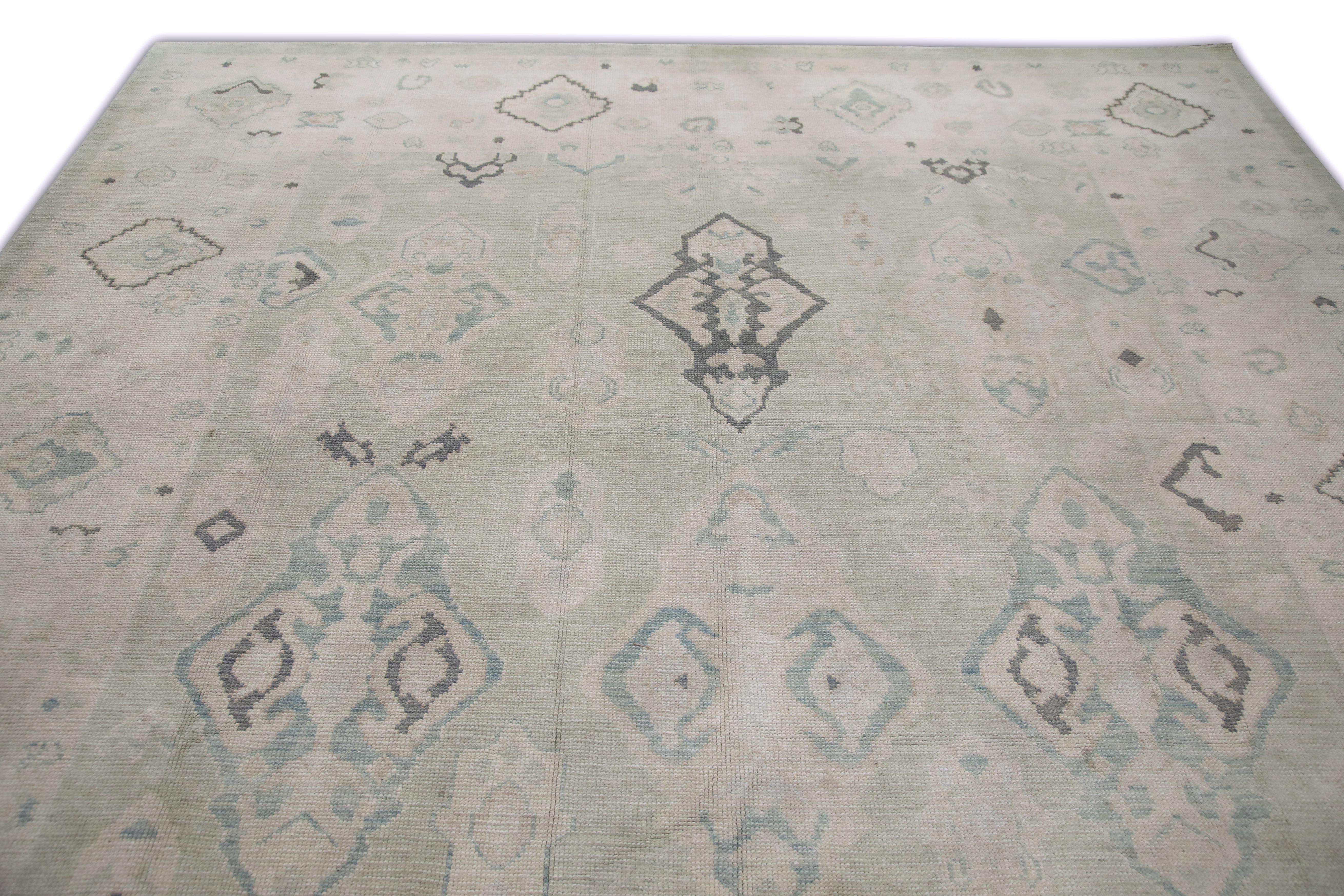 Hand-Woven Turkish Oushak Rug Handwoven Wool Rug 9'8