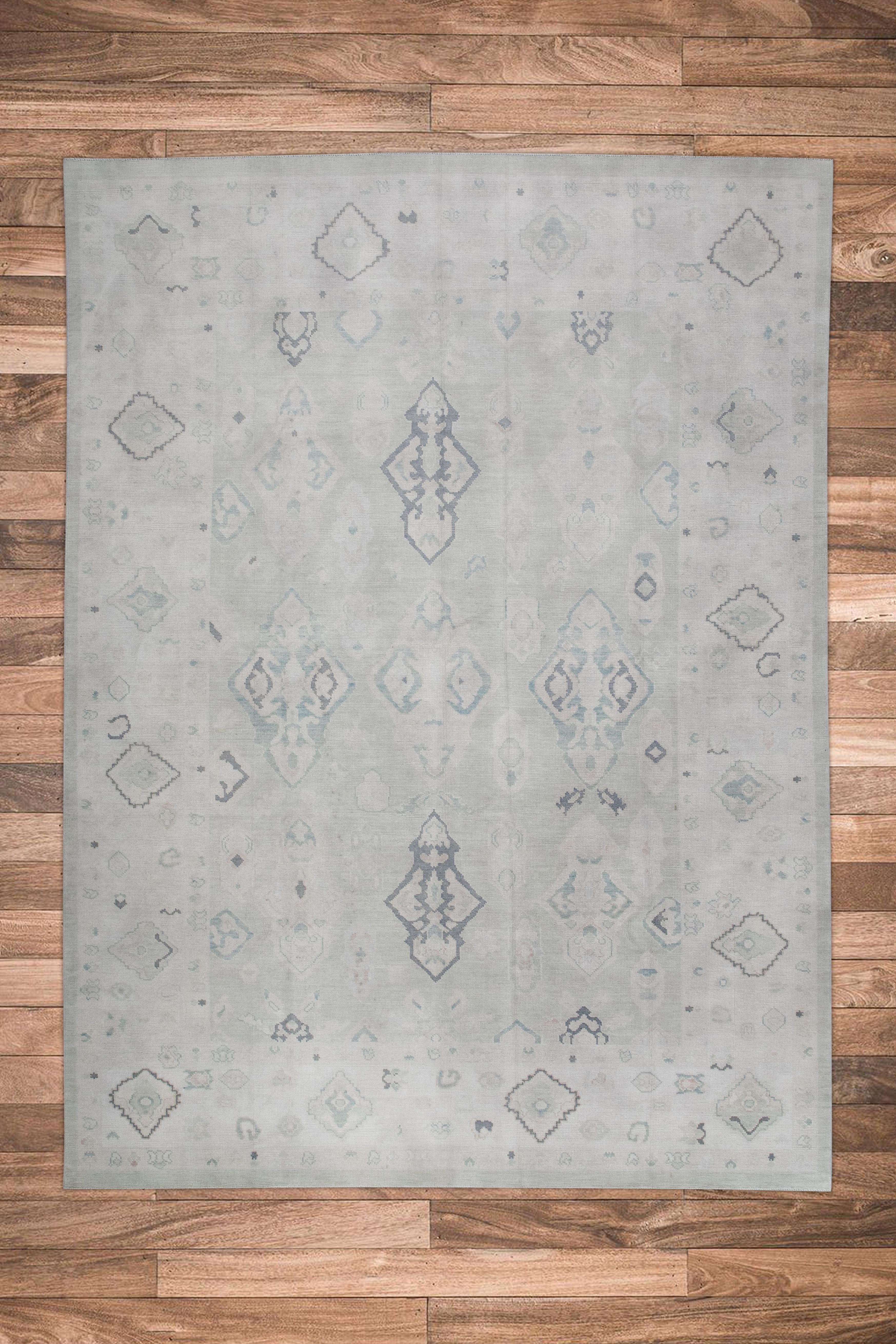 Turkish Oushak Rug Handwoven Wool Rug 9'8
