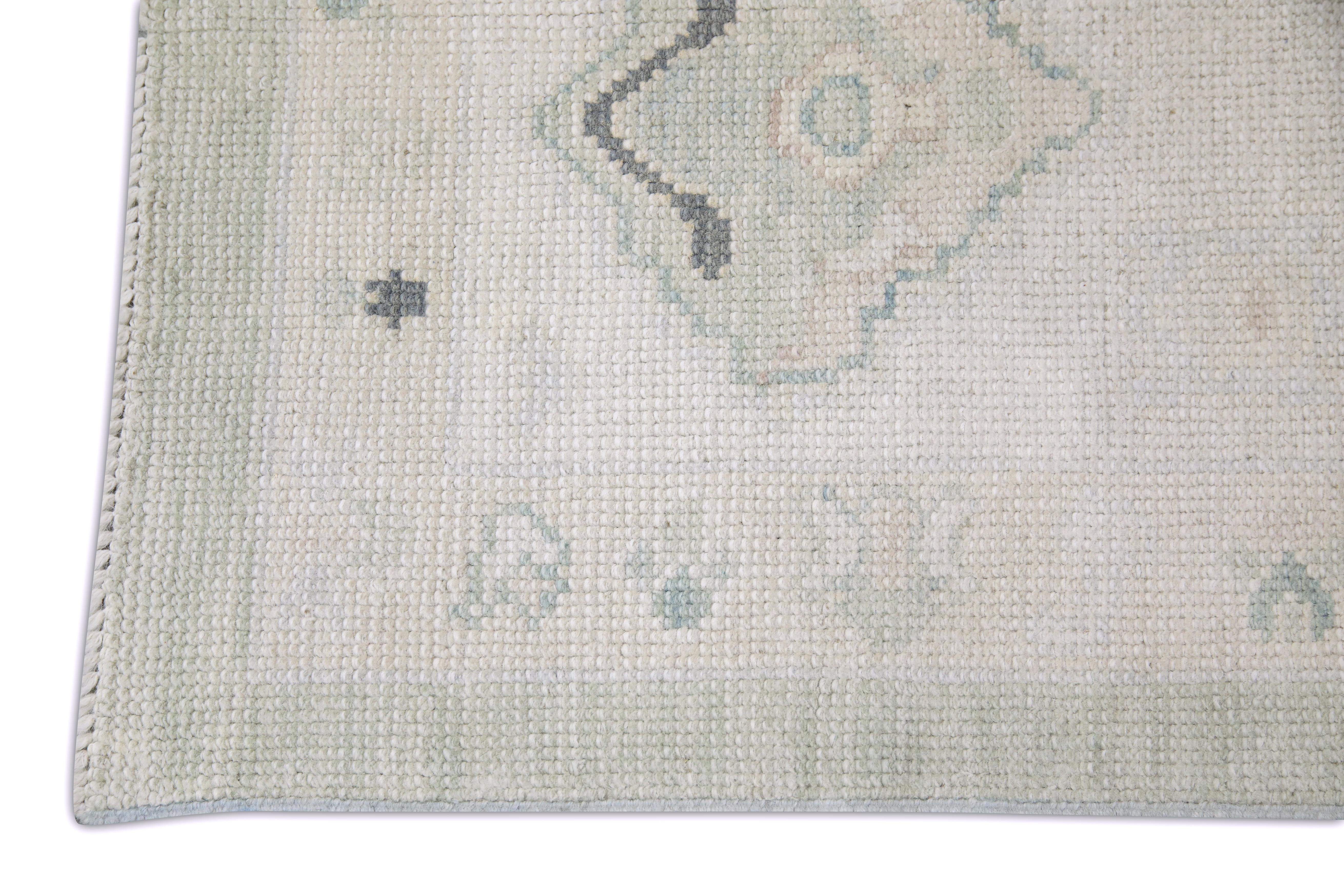 Turkish Oushak Rug Handwoven Wool Rug 9'8