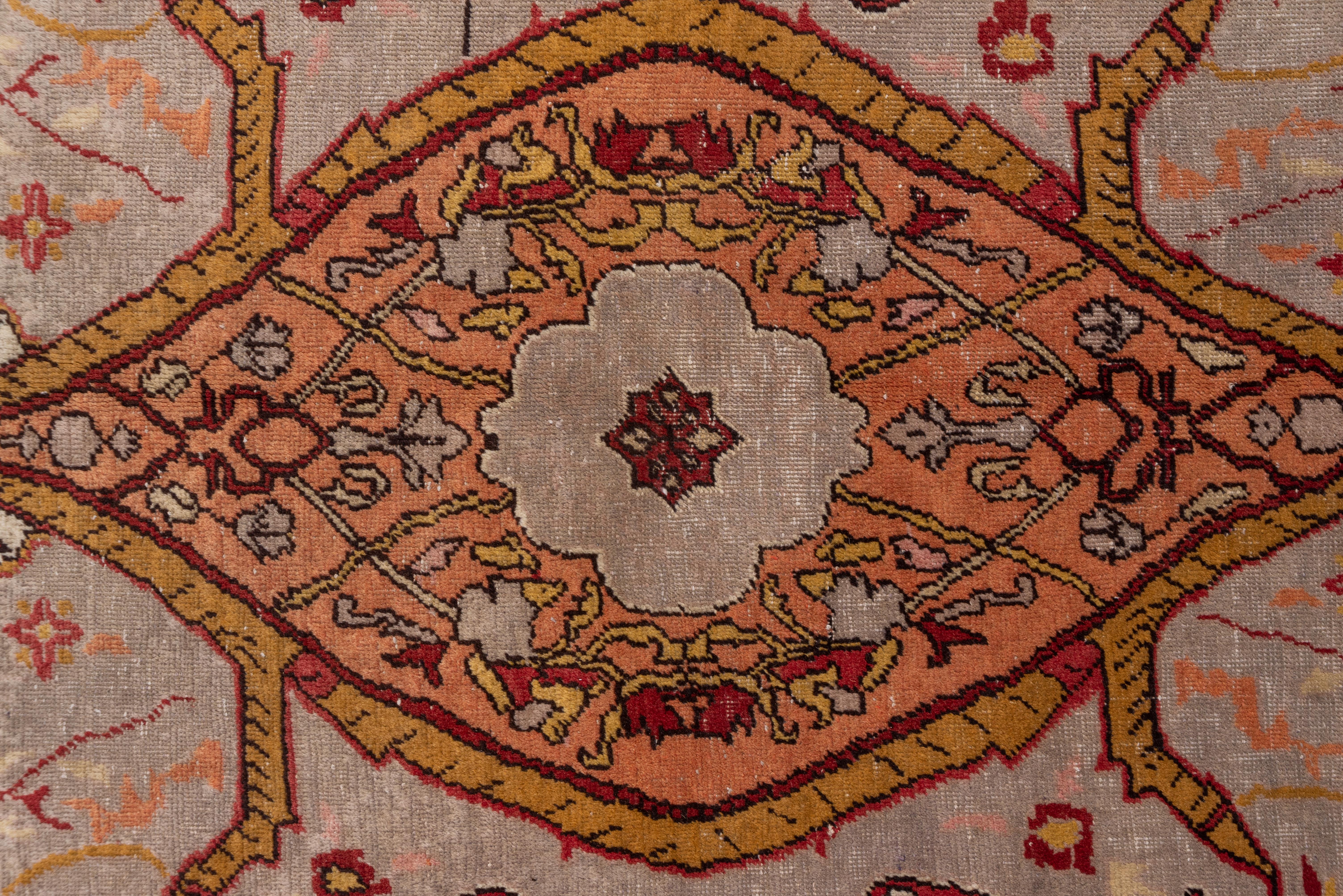 Hand-Knotted Antique Turkish Oushak Rug, Heriz Style