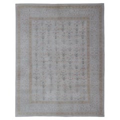 Turkish Oushak Rug in Pale Ivory with Soft Gray and Coral Floral 13
6 x 16
9