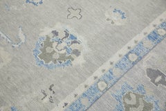 Turkish Oushak Rug Ivory, Blue Handwoven Wool Rug 9'5" x 14'1"