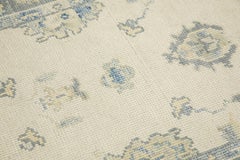 Turkish Oushak Rug Ivory & Blue Handwoven Wool Runner Rug 2'11" x 13'4"