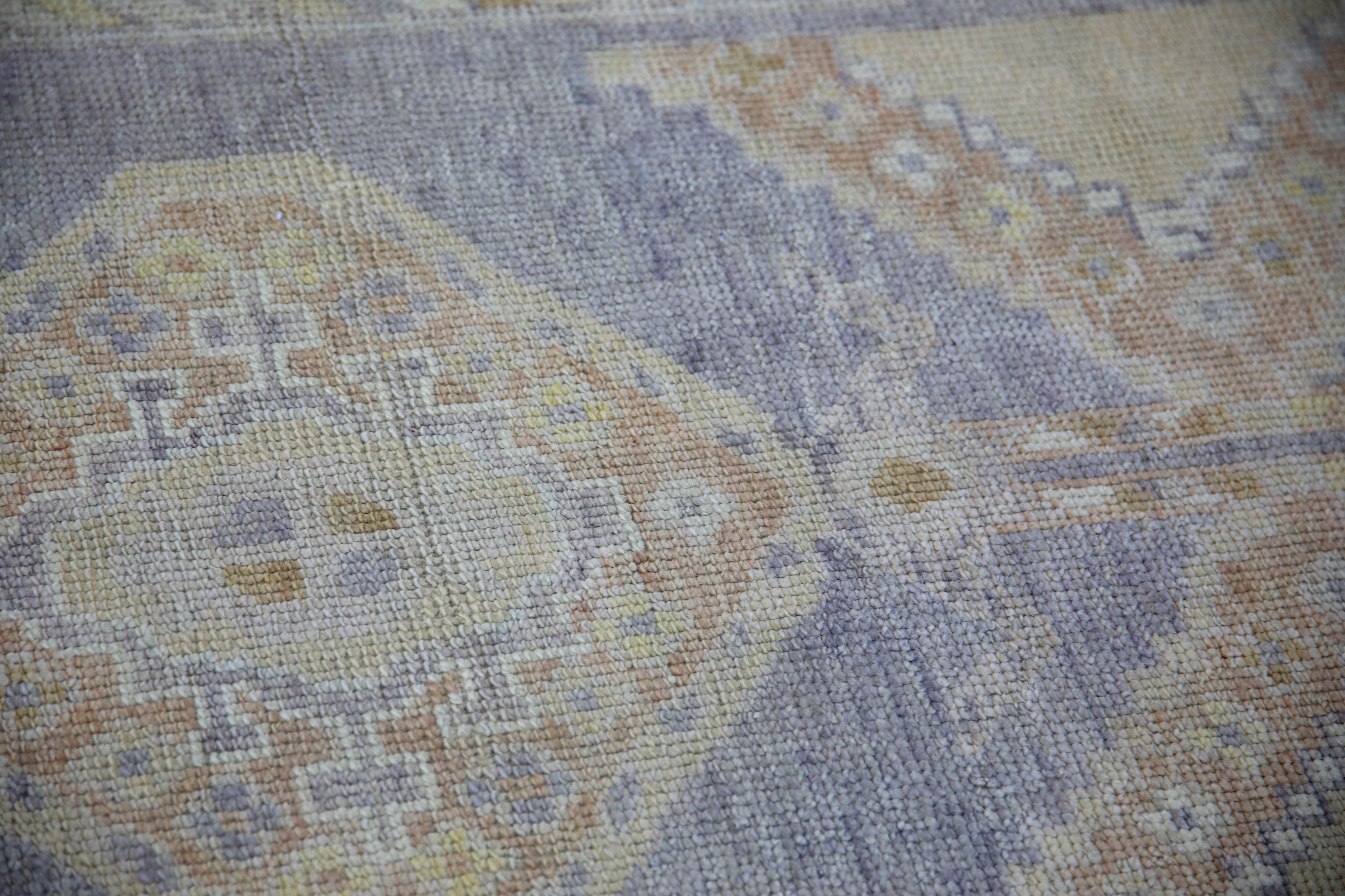 Tapis turc Oushak Beige Lavande Tapis en laine tissé à la main 3'1