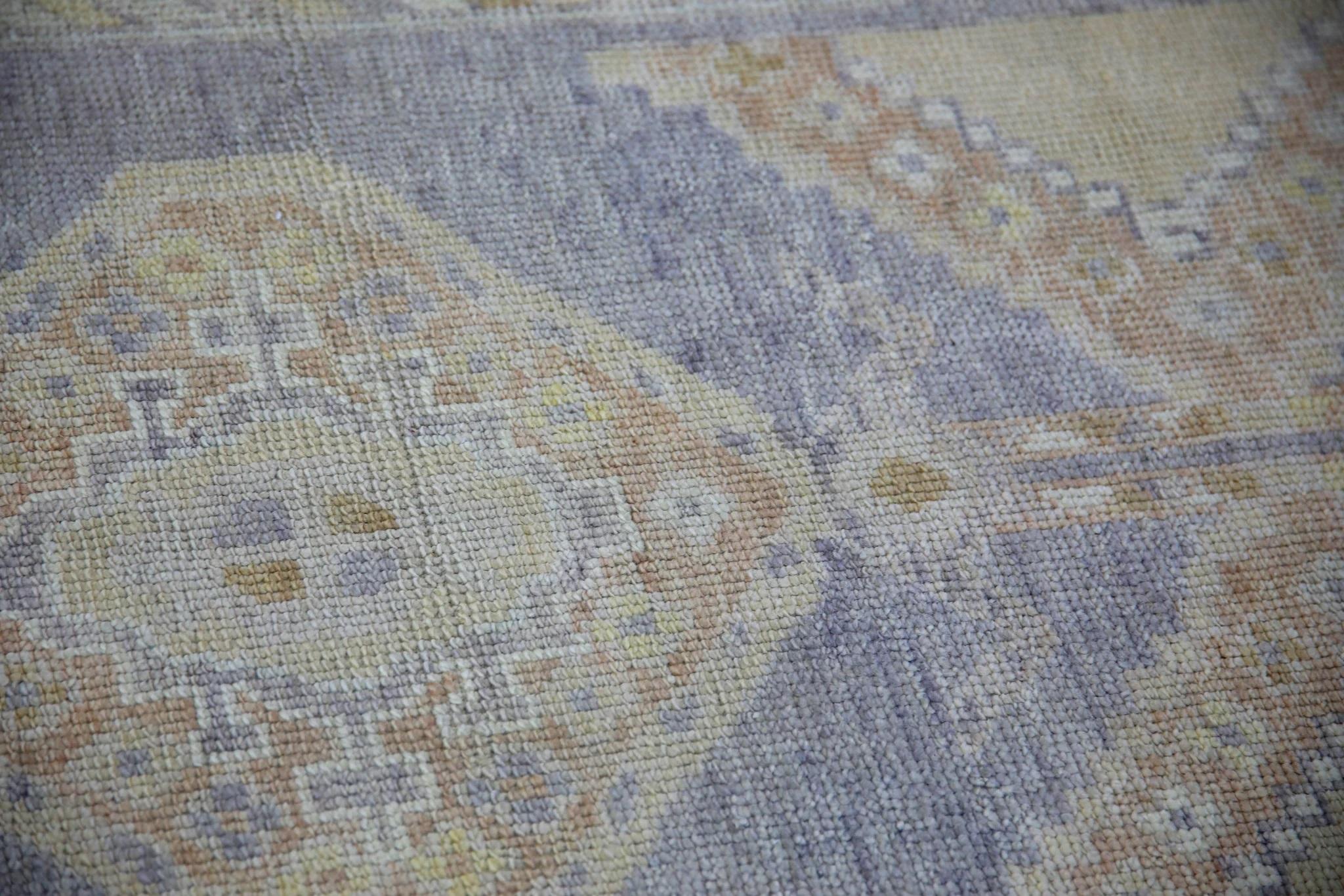 Tapis turc Oushak Beige Lavande Tapis en laine tissé à la main 3'1