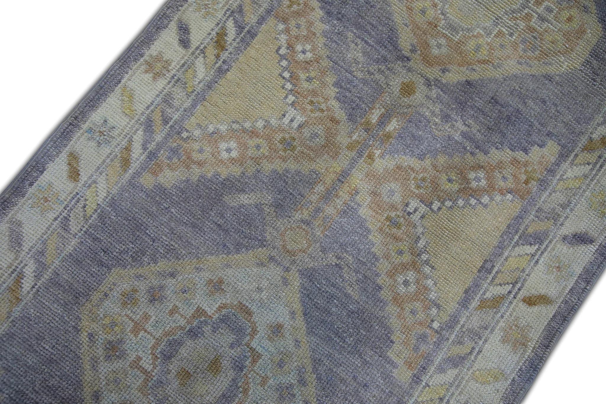 Tapis turc Oushak Beige Lavande Tapis en laine tissé à la main 3'1