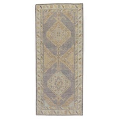 Tapis turc Oushak Beige Lavande Tapis en laine tissé à la main 3'1" x 6'8"