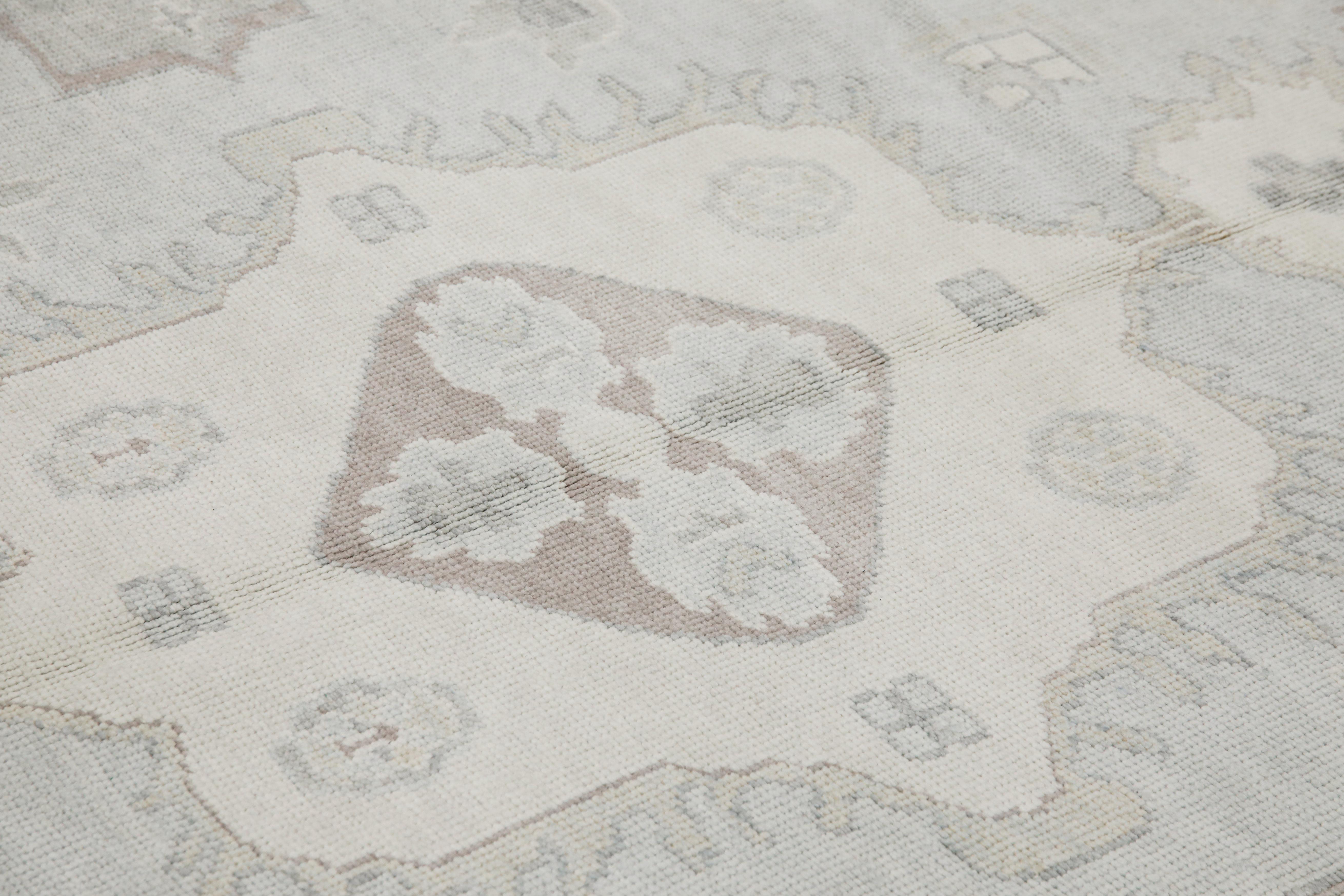 Tapis turc Oushak Lavande, bleu et ivoire Tapis en laine tissé à la main 2'11