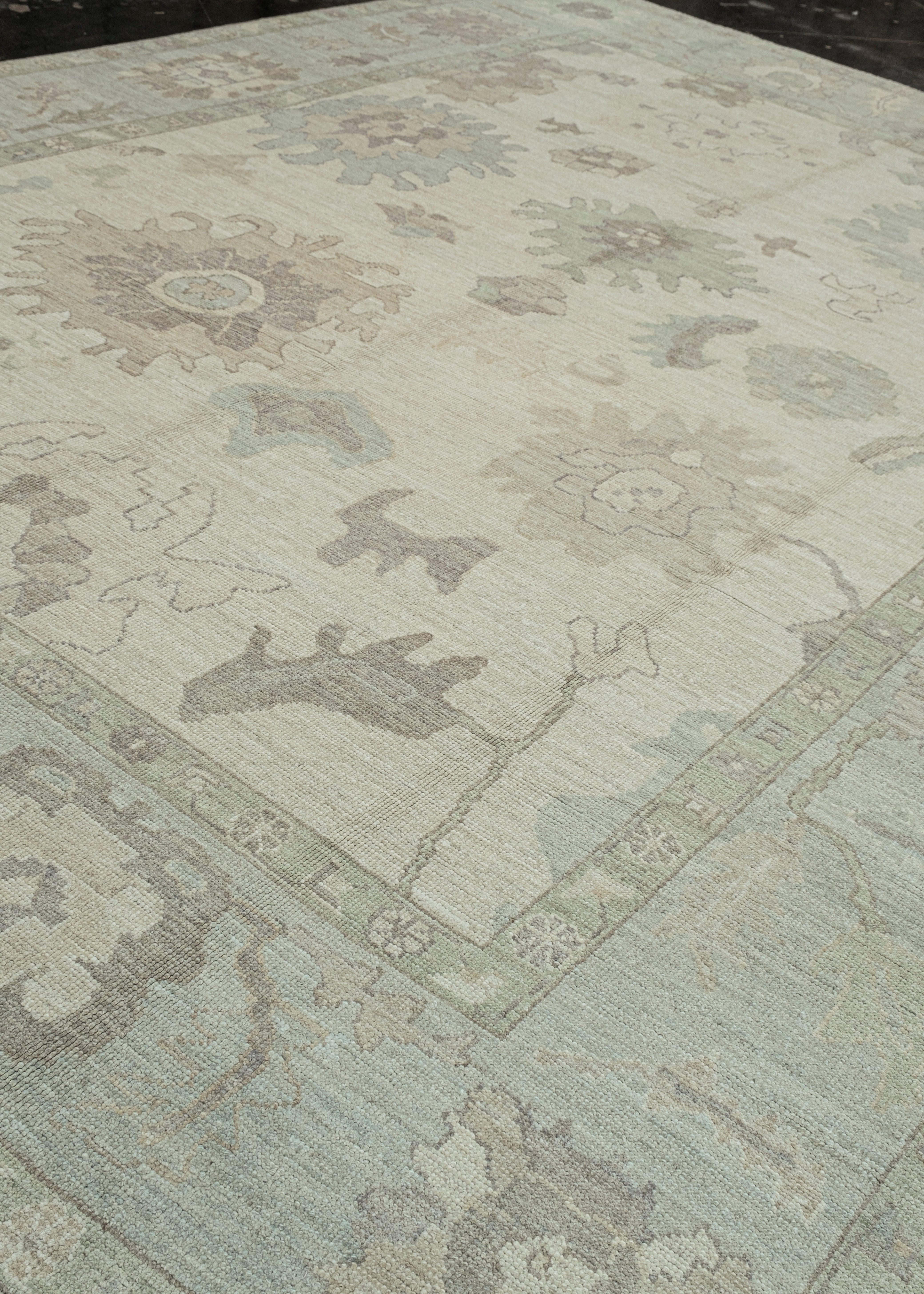 Hand-Knotted Turkish Oushak Rug Oriental Handmade 10'2