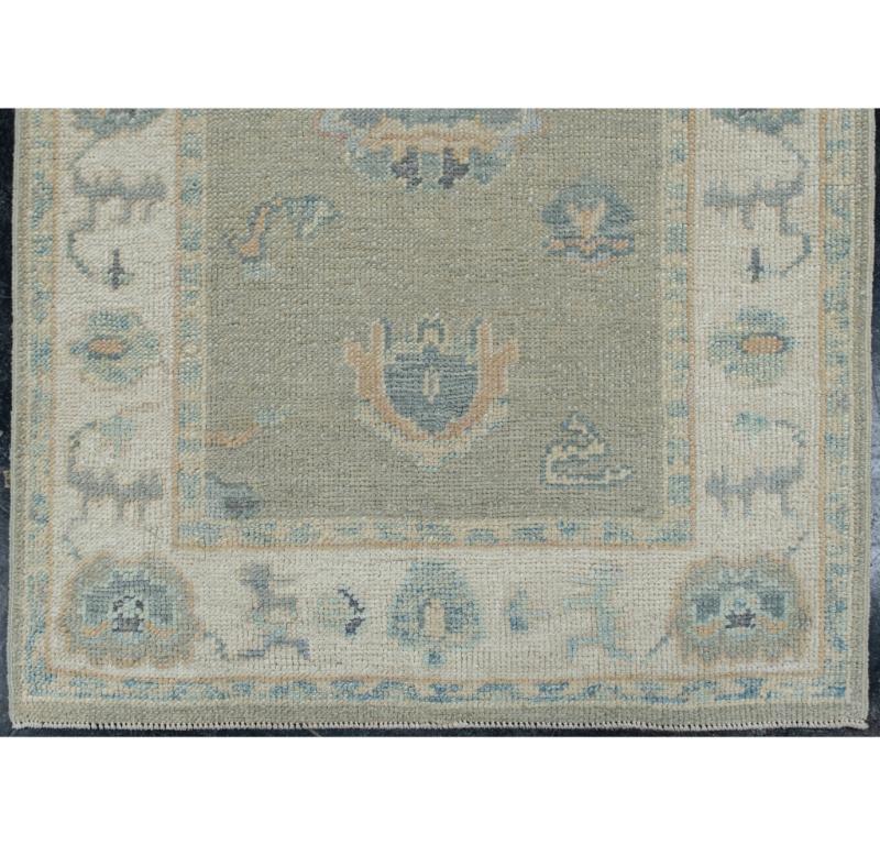 Annodato a mano Tappeto turco Oushak Oriental Handmade 2'11