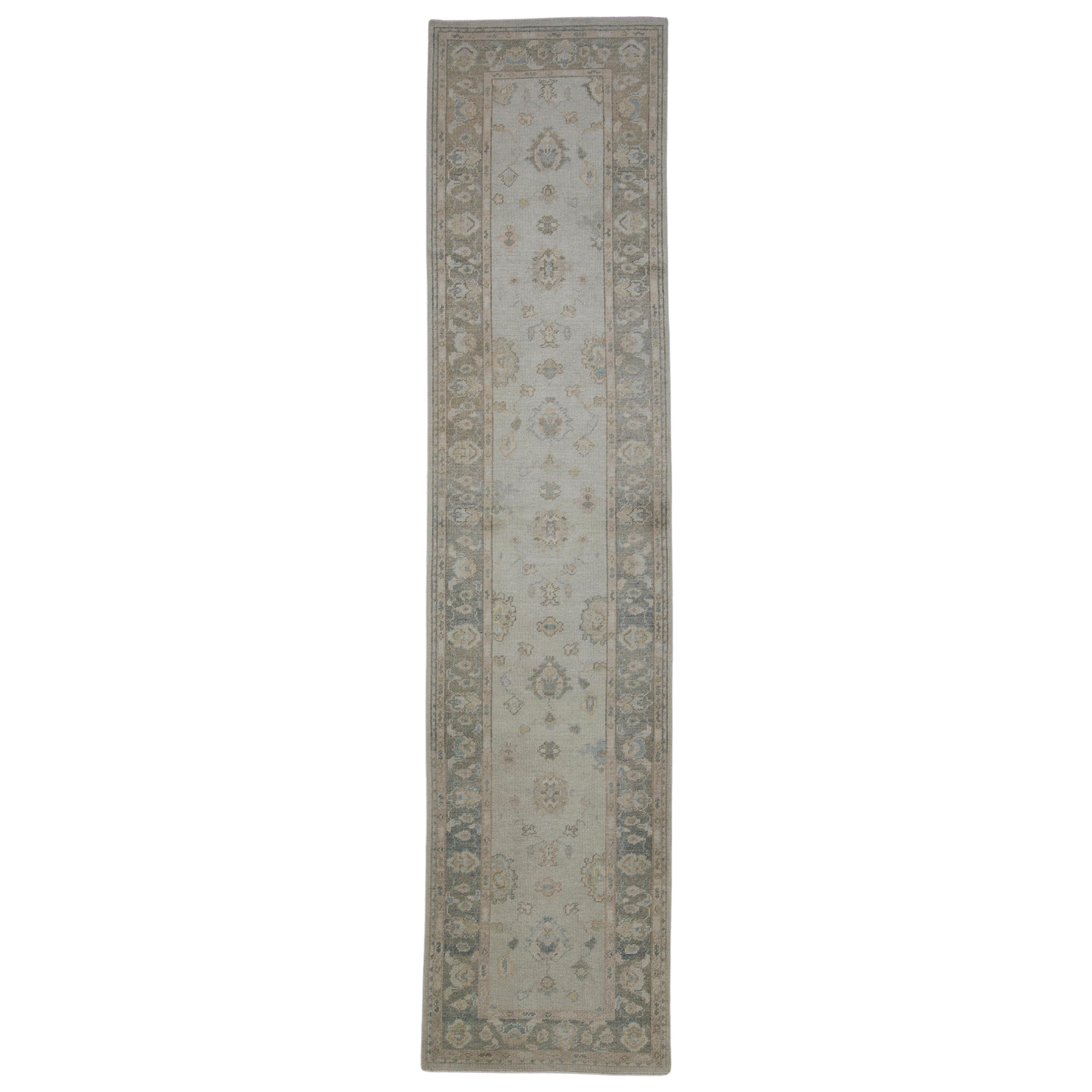 Türkischer Oushak-Teppich Orientalisch Handgefertigt 2'11" x 12'8" #2335