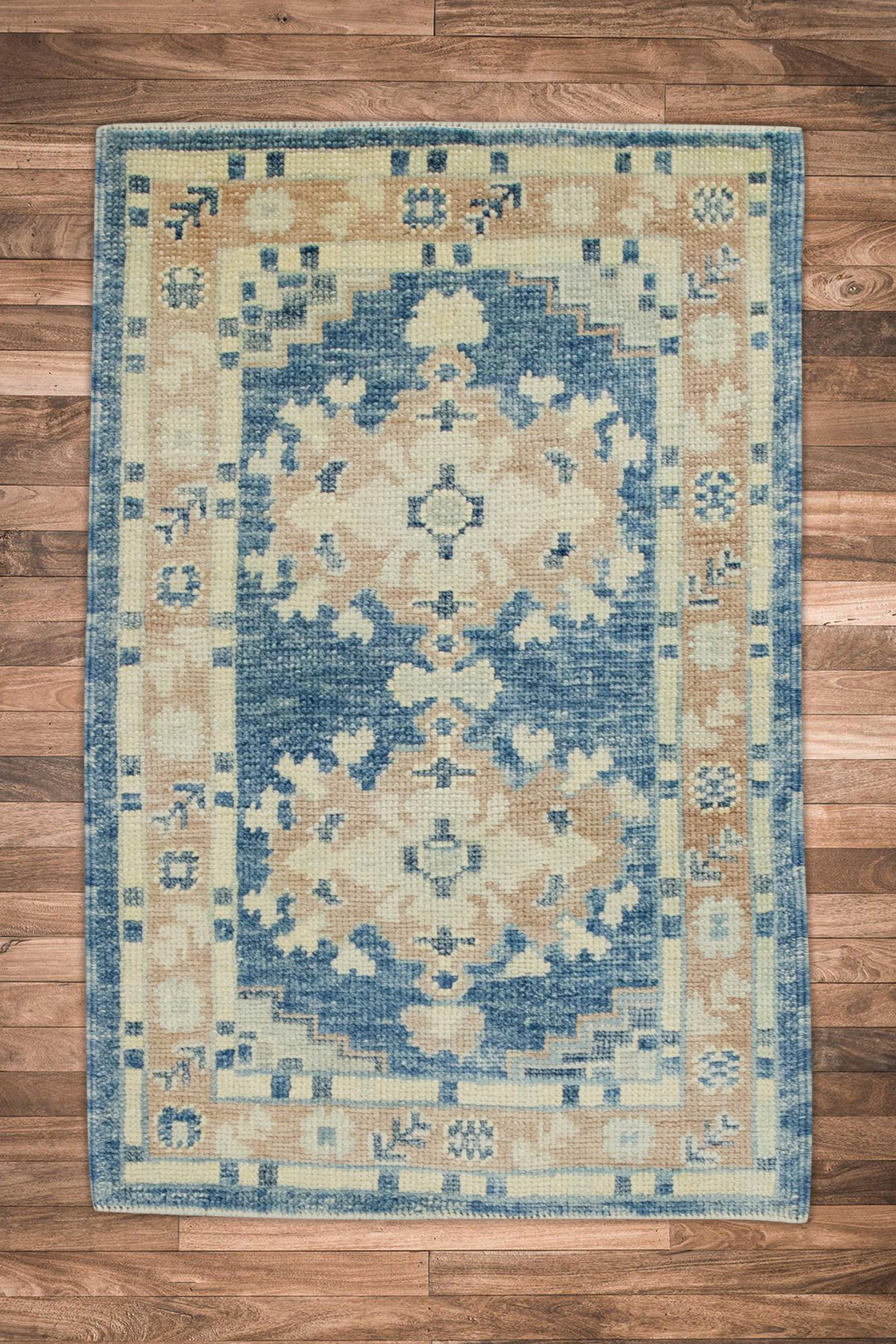 Contemporary Turkish Oushak Rug Oriental Handmade 2'3
