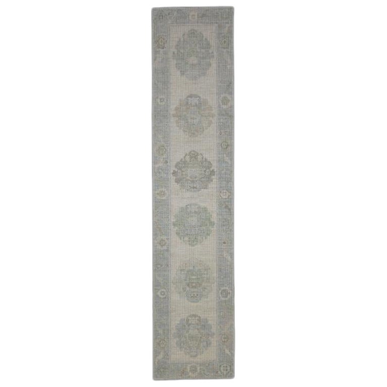 Tapis turc Oushak oriental fait à la main 2'7" x 11'7" n° 11658