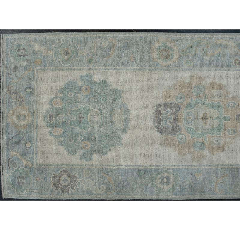 Noué à la main Tapis turc Oushak oriental fait à la main 2'8