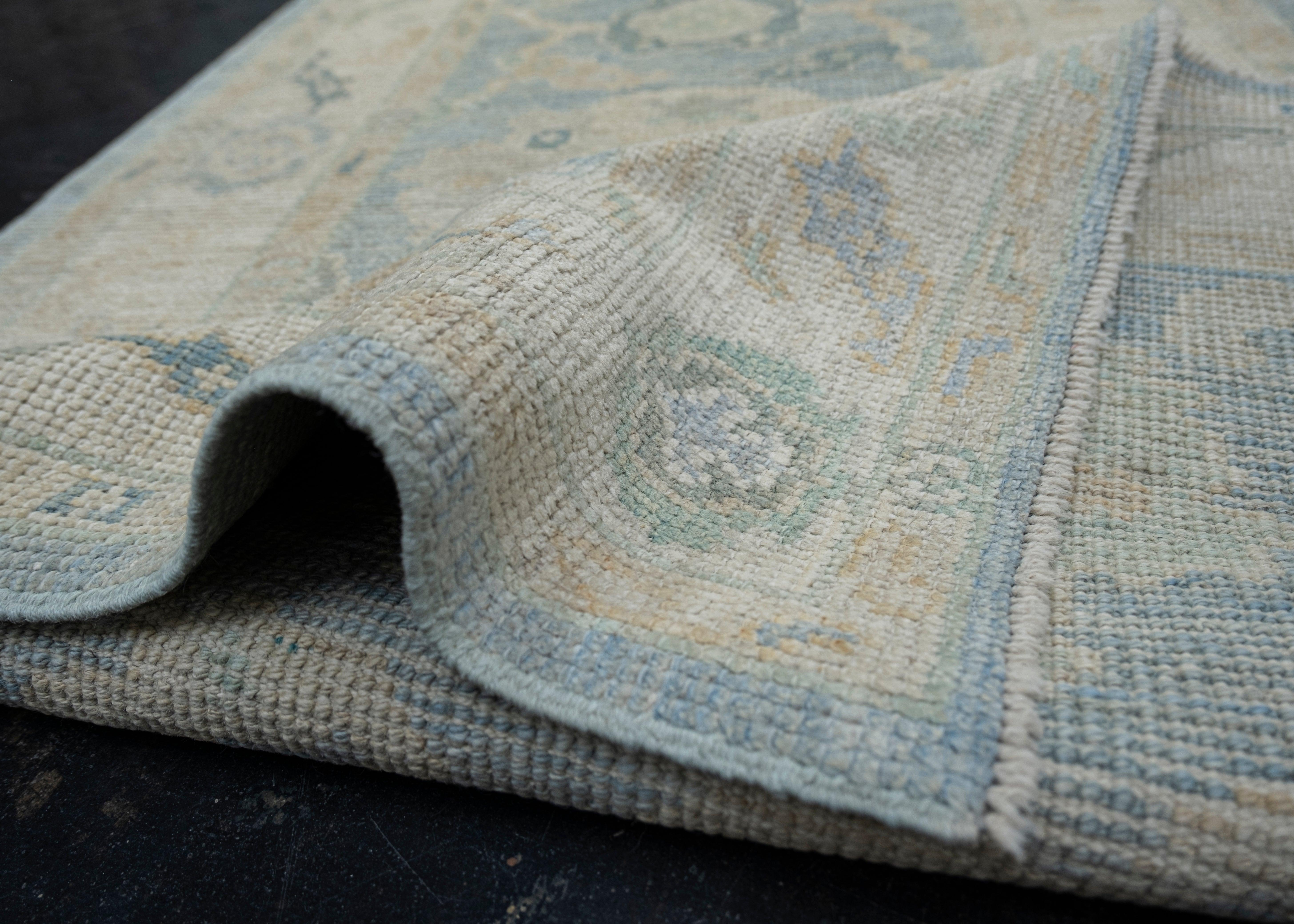 Hand-Knotted Turkish Oushak Rug Oriental Handmade 2'8