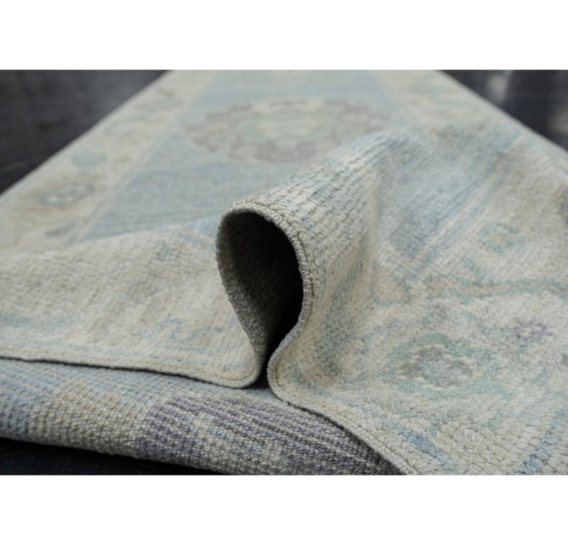 Hand-Knotted Turkish Oushak Rug Oriental Handmade 2'9