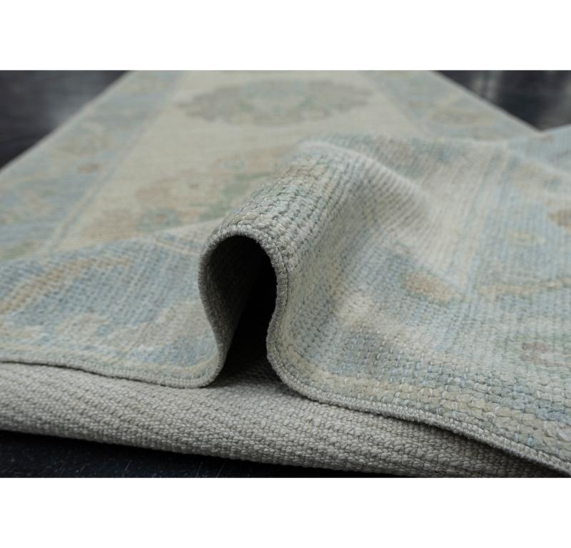 Hand-Knotted Turkish Oushak Rug Oriental Handmade 2'9