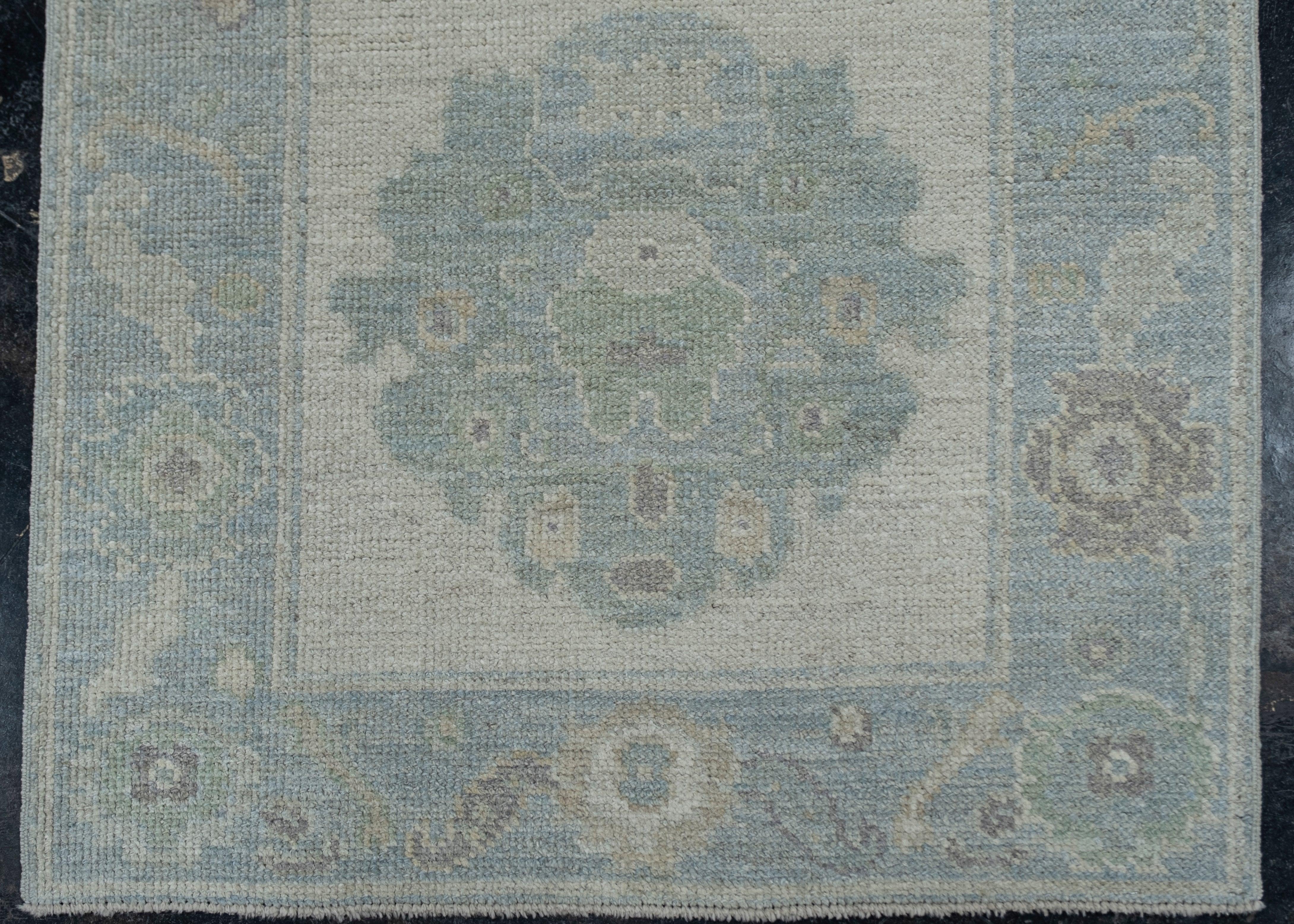 Noué à la main Tapis turc Oushak oriental fait à la main 2'9