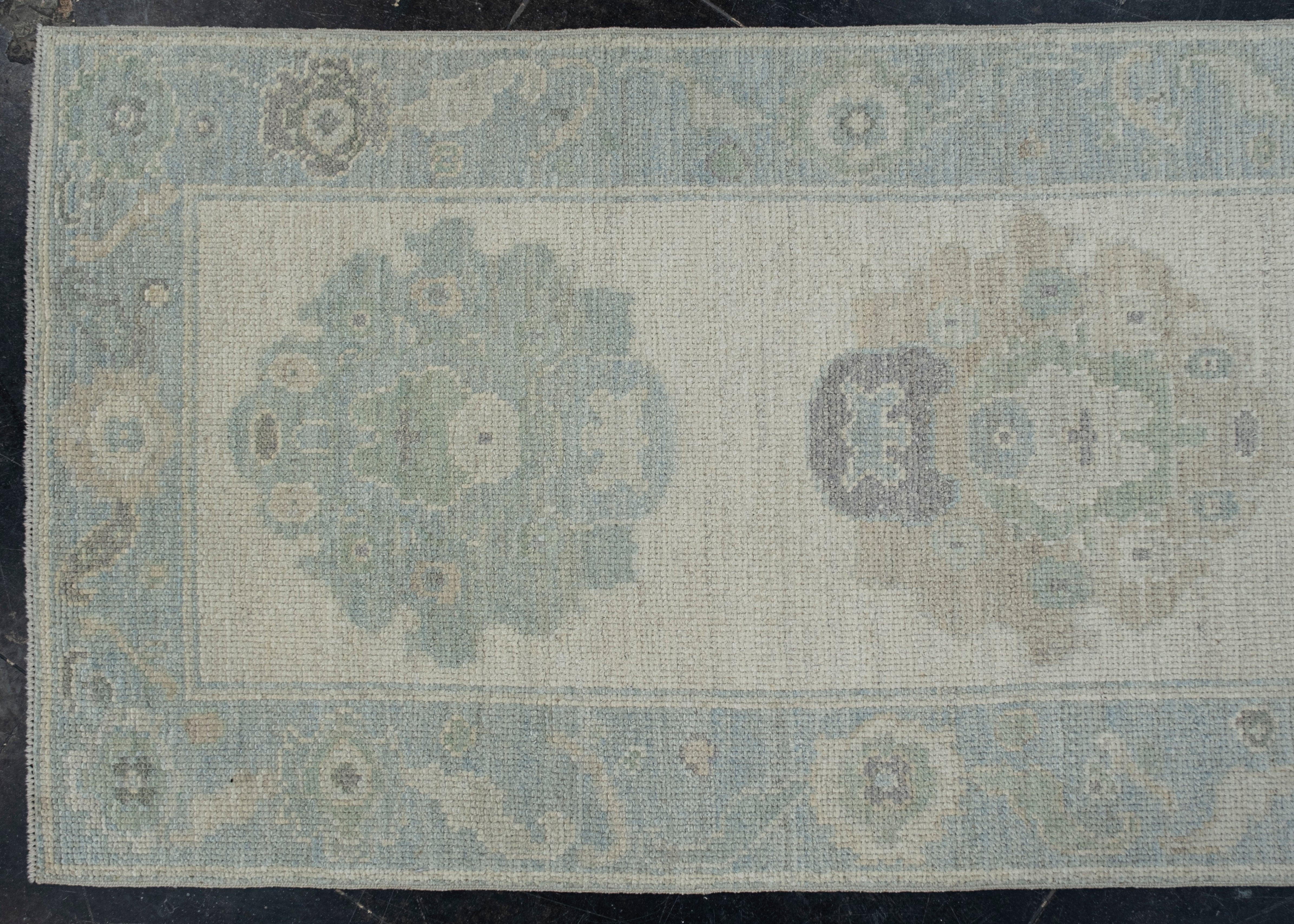 Hand-Knotted Turkish Oushak Rug Oriental Handmade 2'9