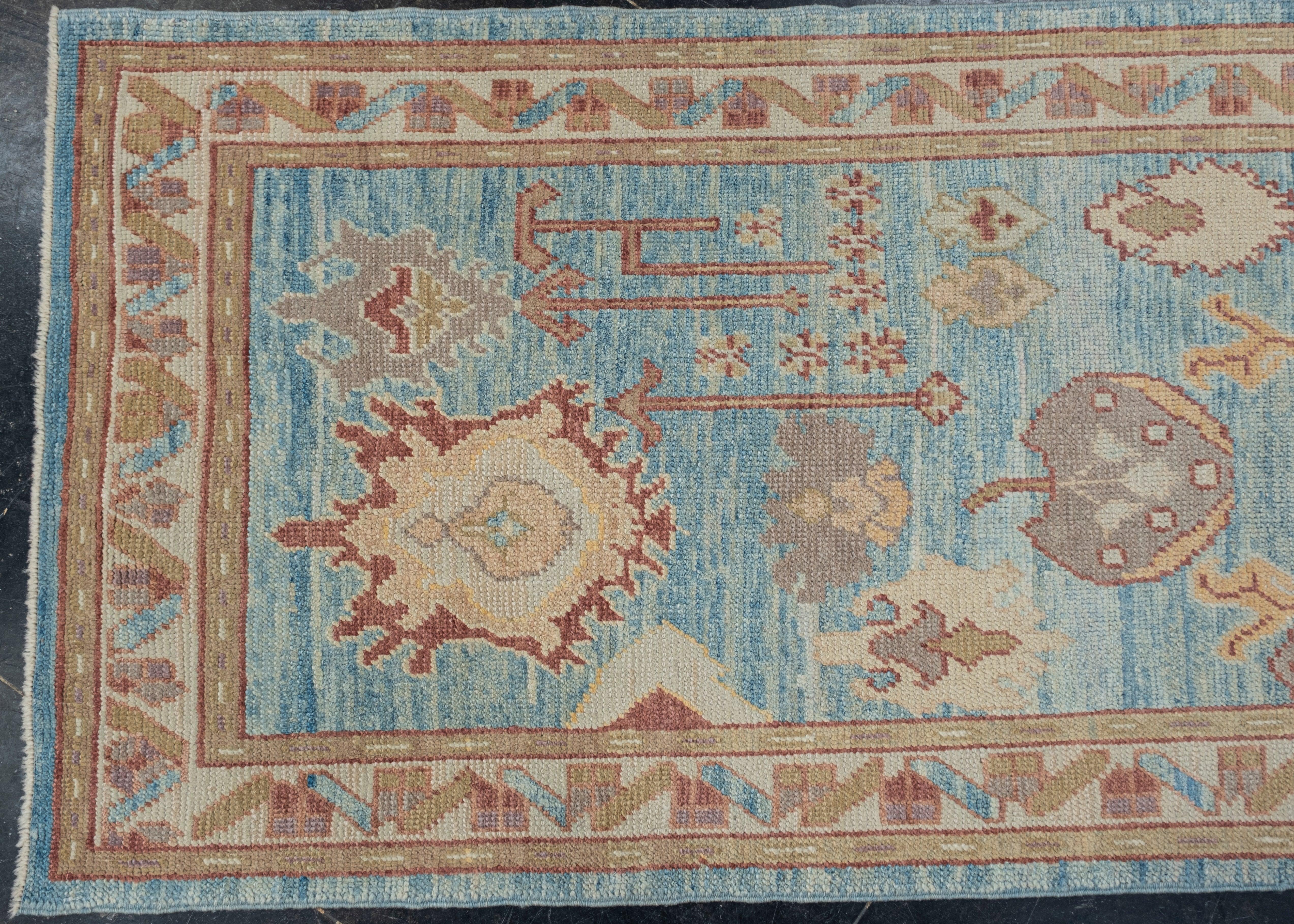 Türkischer Oushak-Teppich Orientalisch Handgefertigt 3' x 11'11