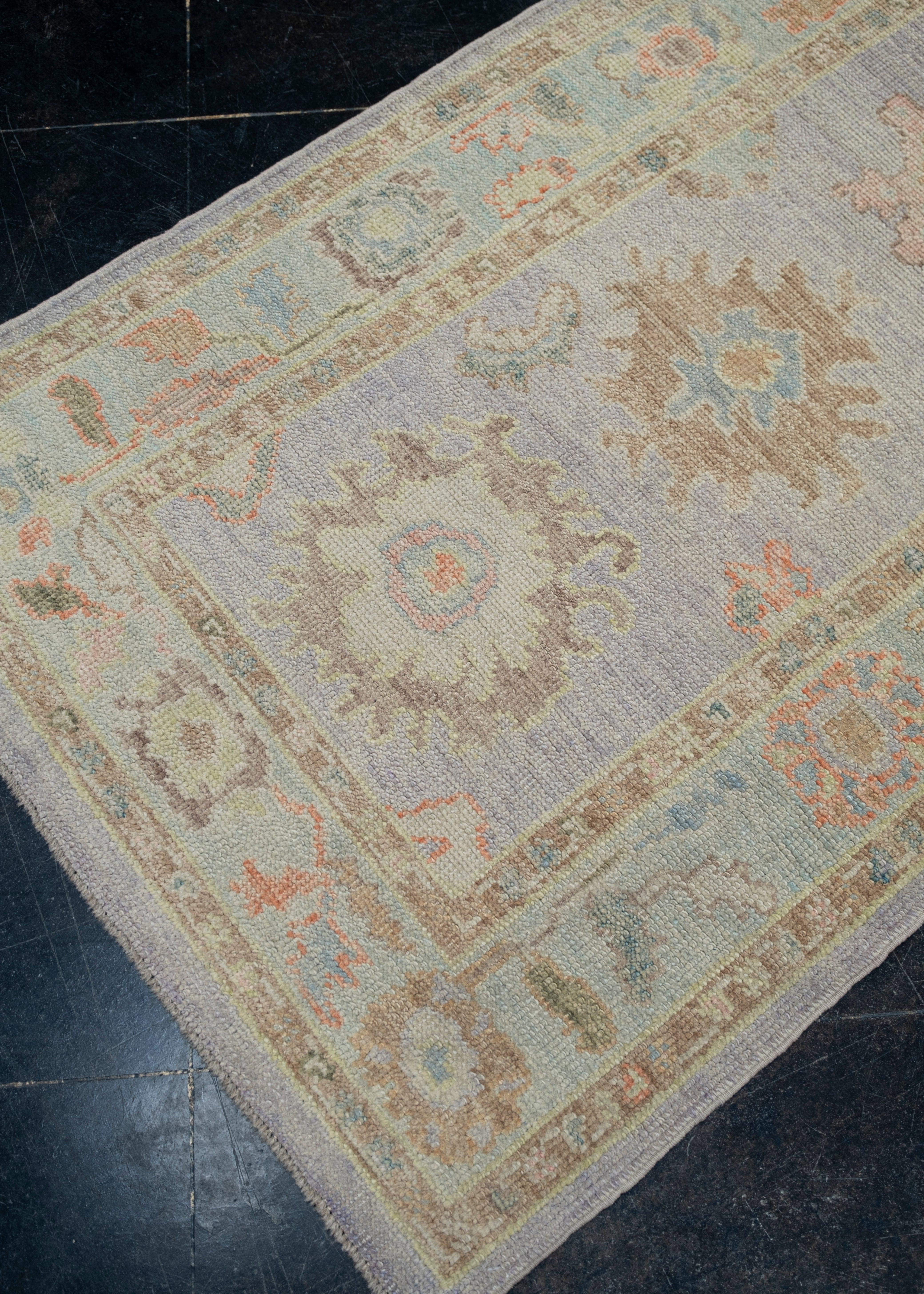 Tappeto Oushak turco orientale fatto a mano 3' x 4'8
