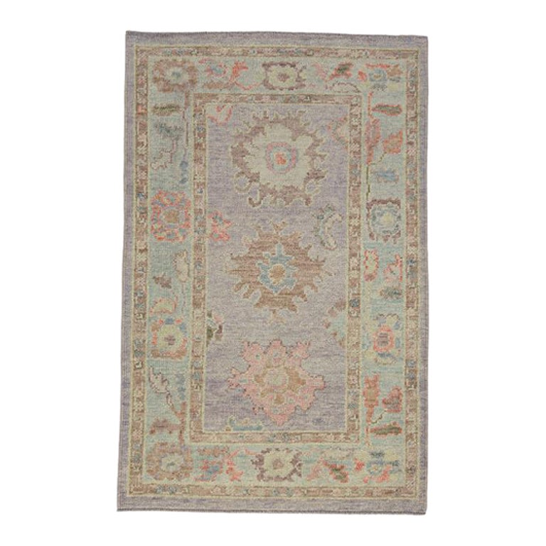 Tappeto Oushak turco orientale fatto a mano 3' x 4'8" #2312 in vendita