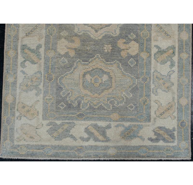 Türkischer Oushak-Teppich Orientalisch Handgefertigt 3' x 8'3