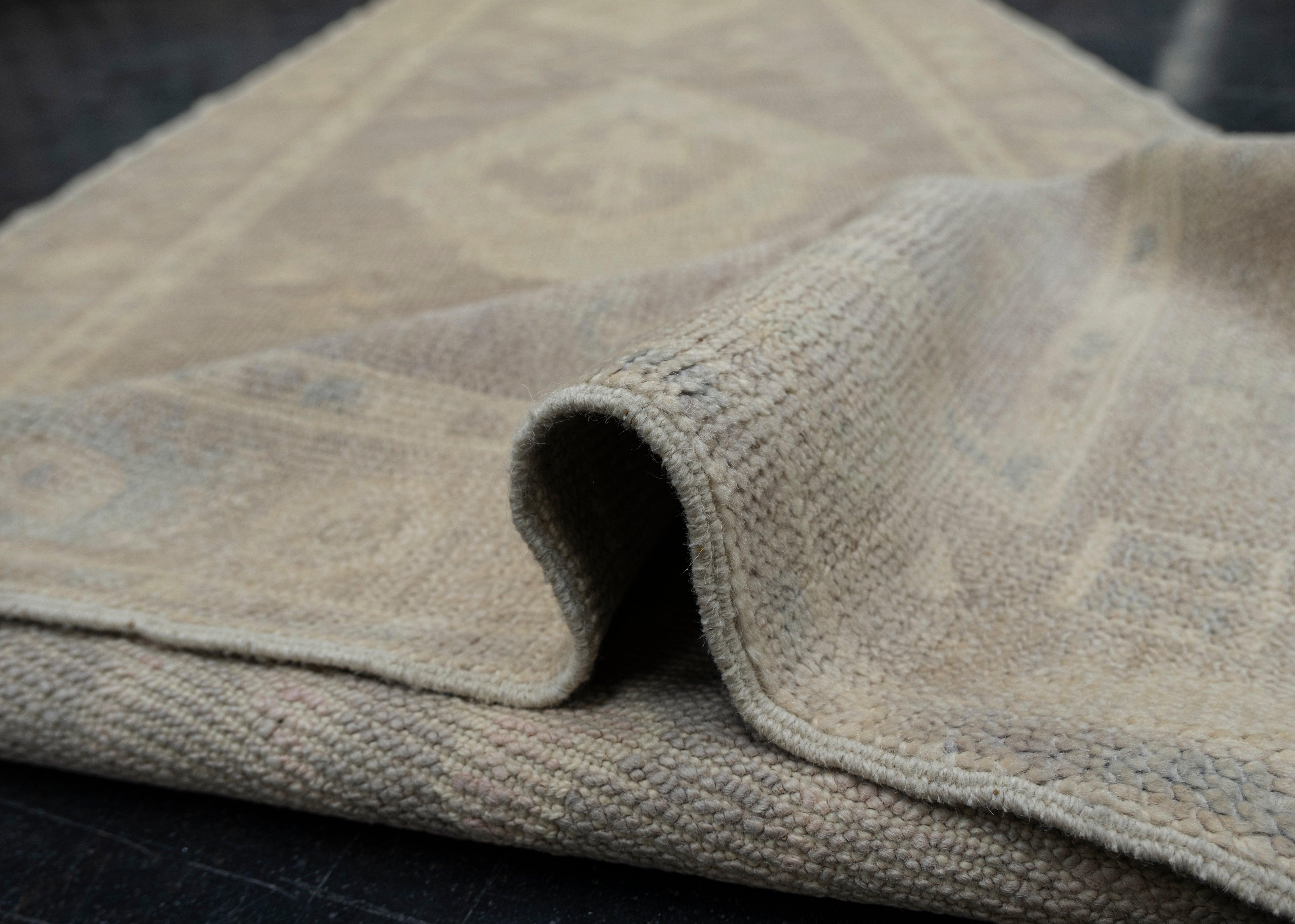 Türkischer Oushak-Teppich Orientalisch Handgefertigt 3' x 9'10