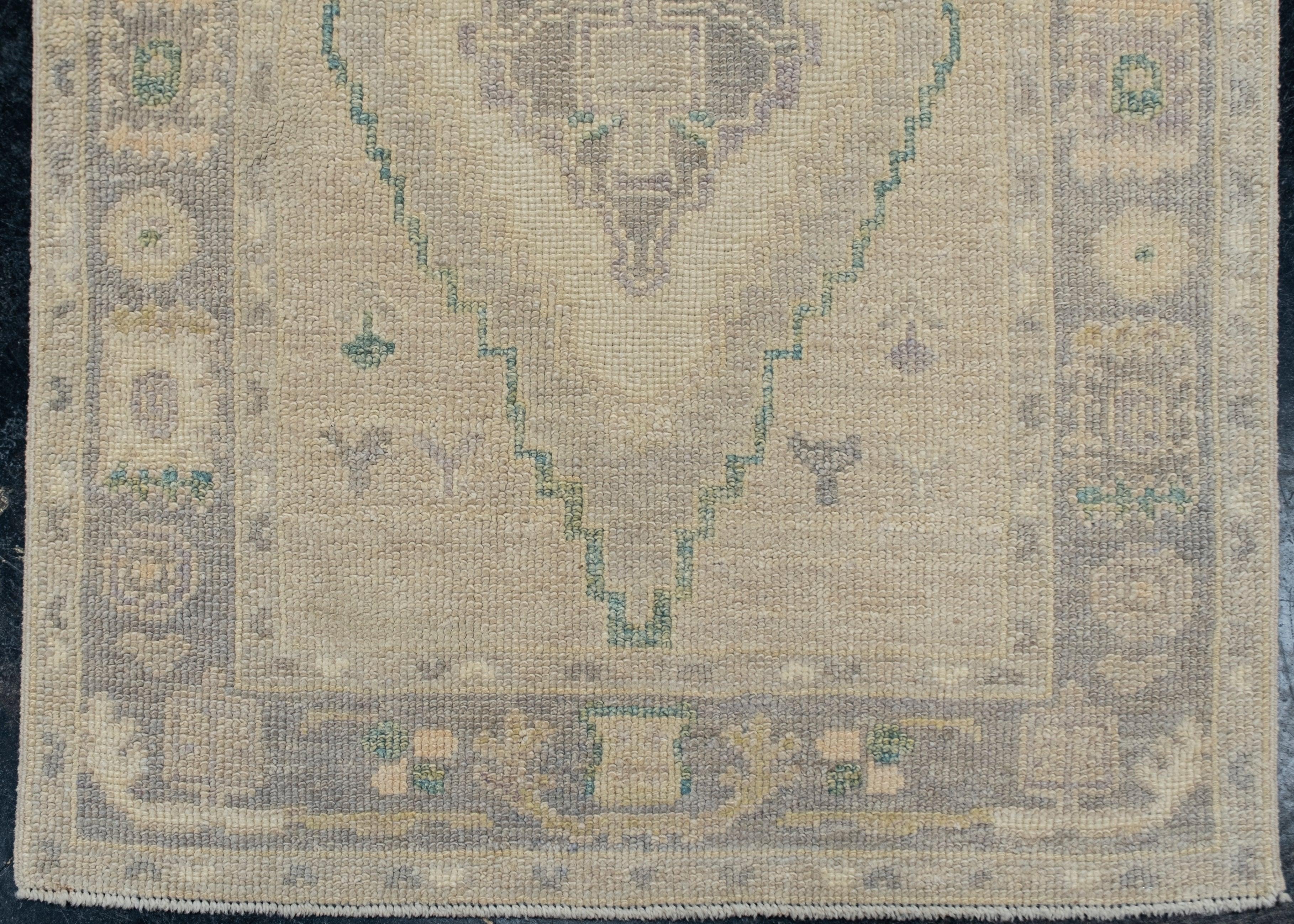 Türkischer Oushak-Teppich Orientalisch Handgefertigt 3' x 9'4
