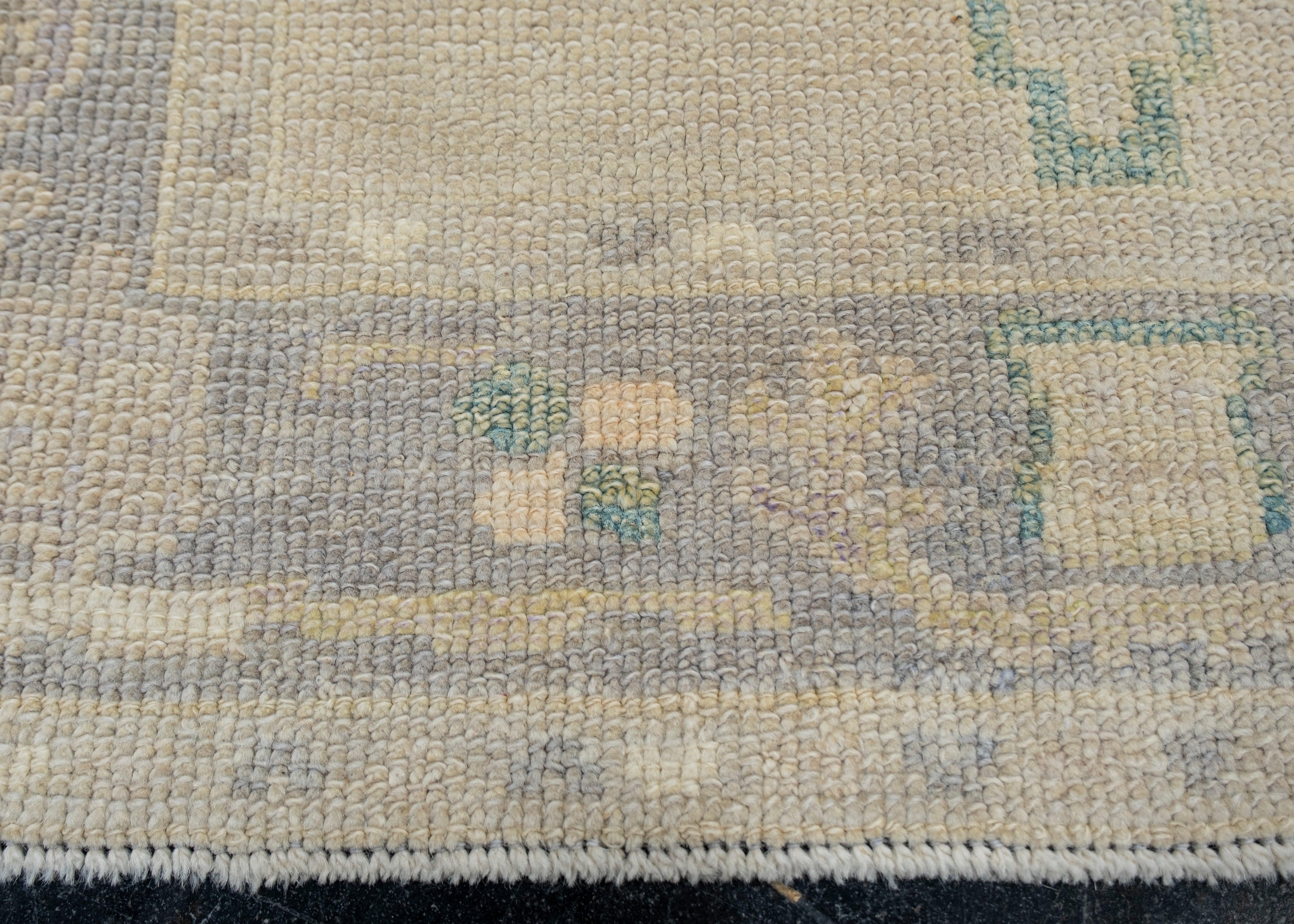 Türkischer Oushak-Teppich Orientalisch Handgefertigt 3' x 9'4