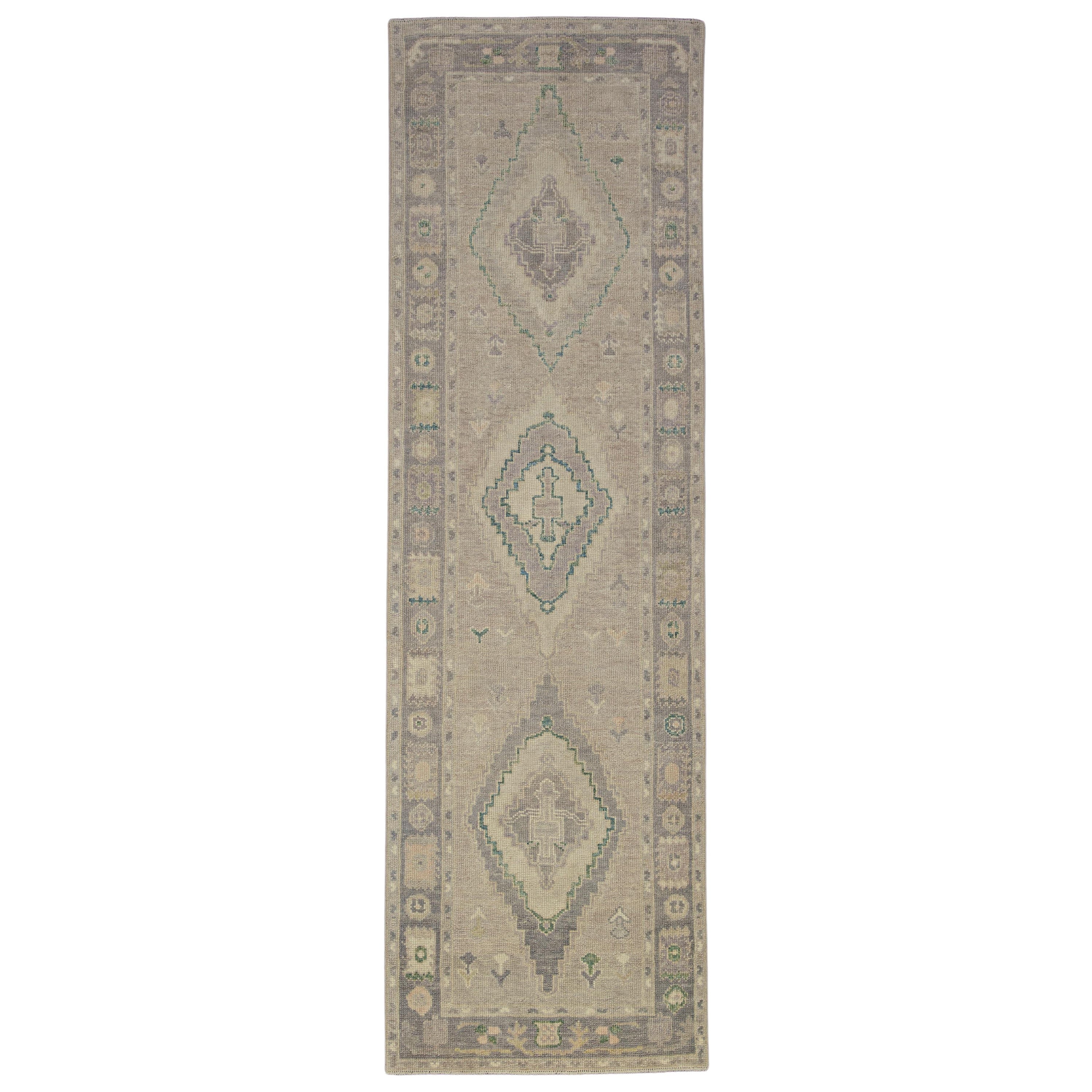 Türkischer Oushak-Teppich Orientalisch Handgefertigt 3' x 9'4" #12177