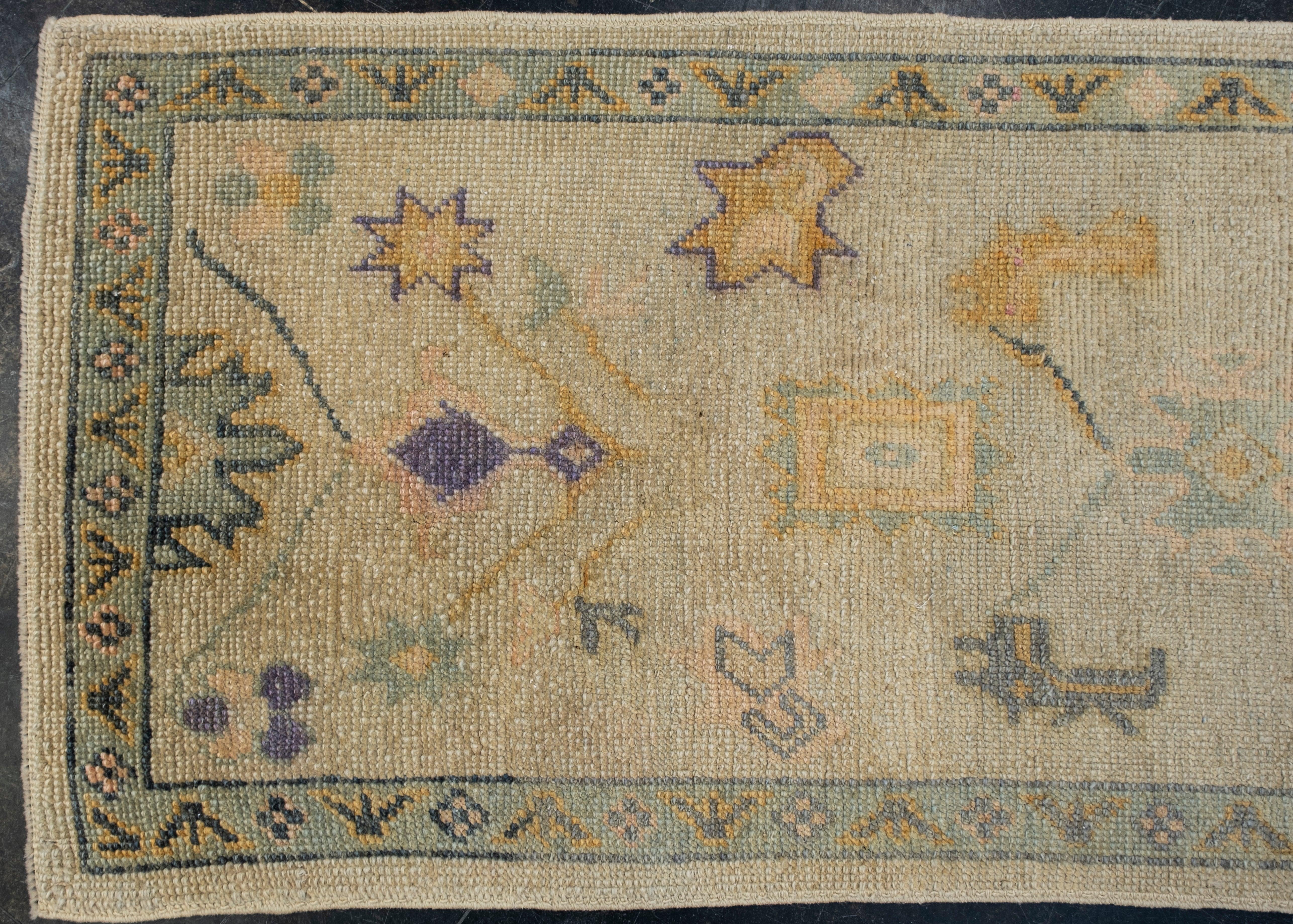 Türkischer Oushak-Teppich Oriental Handmade 3' x 9'6