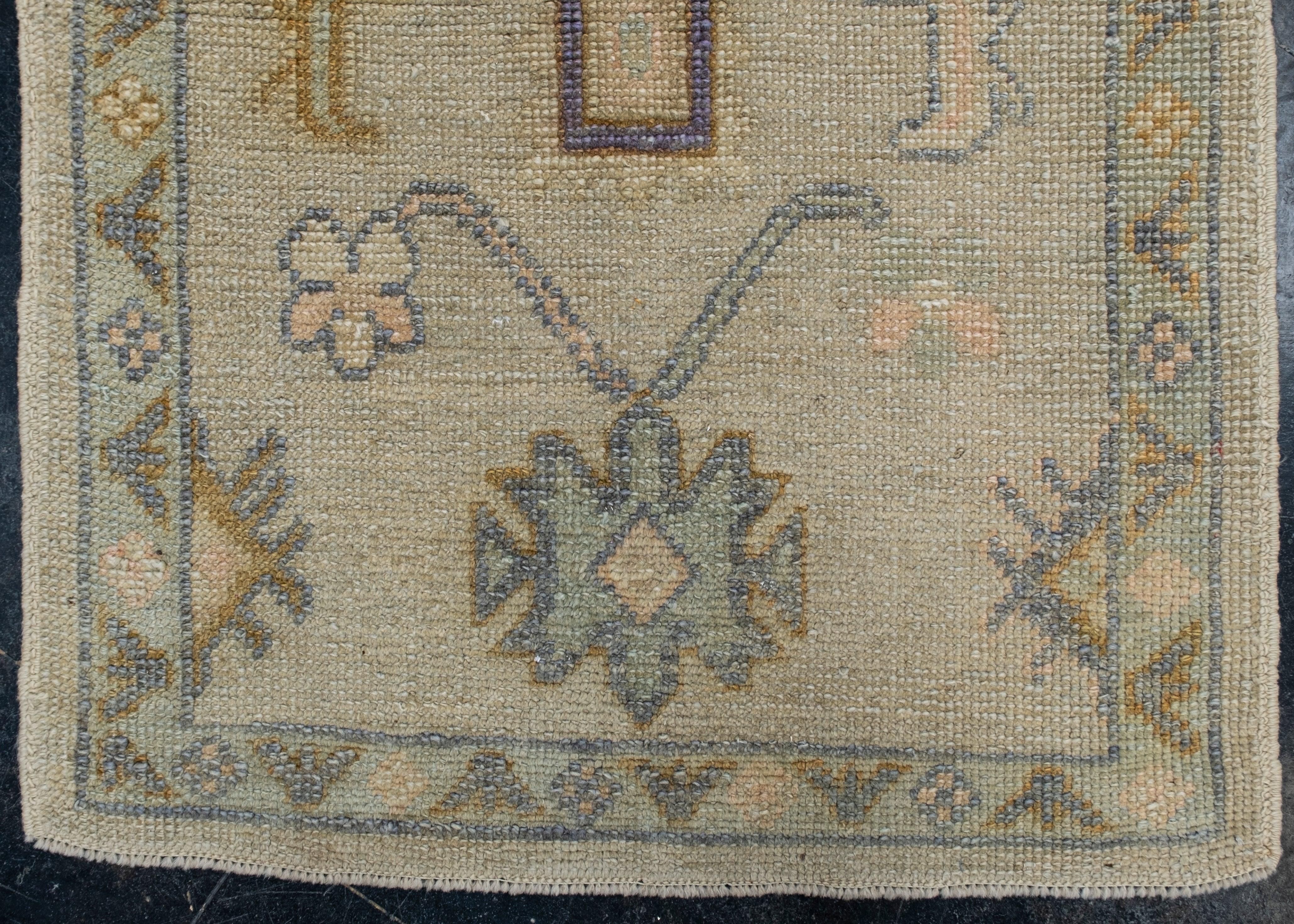 Türkischer Oushak-Teppich Orientalisch Handgefertigt 3' x 9'6