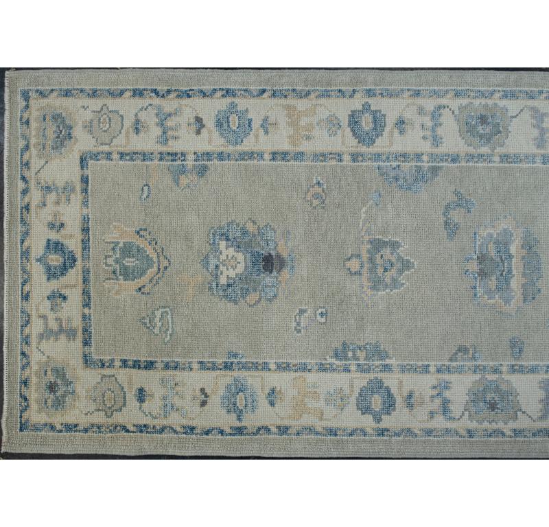 Türkischer Oushak-Teppich Orientalisch Handgefertigt 3' x 9'9