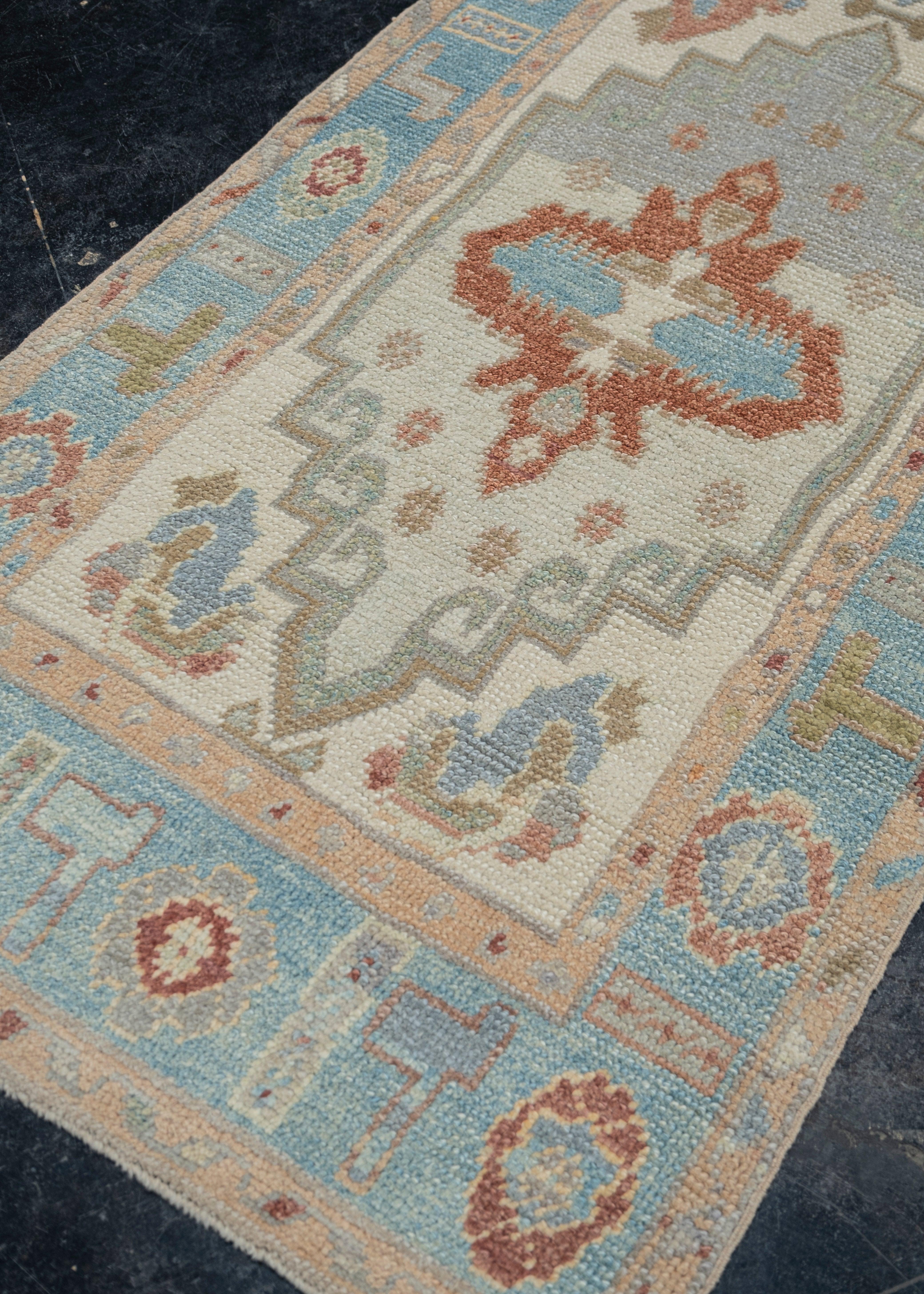 Tappeto Oushak turco orientale fatto a mano 3'1