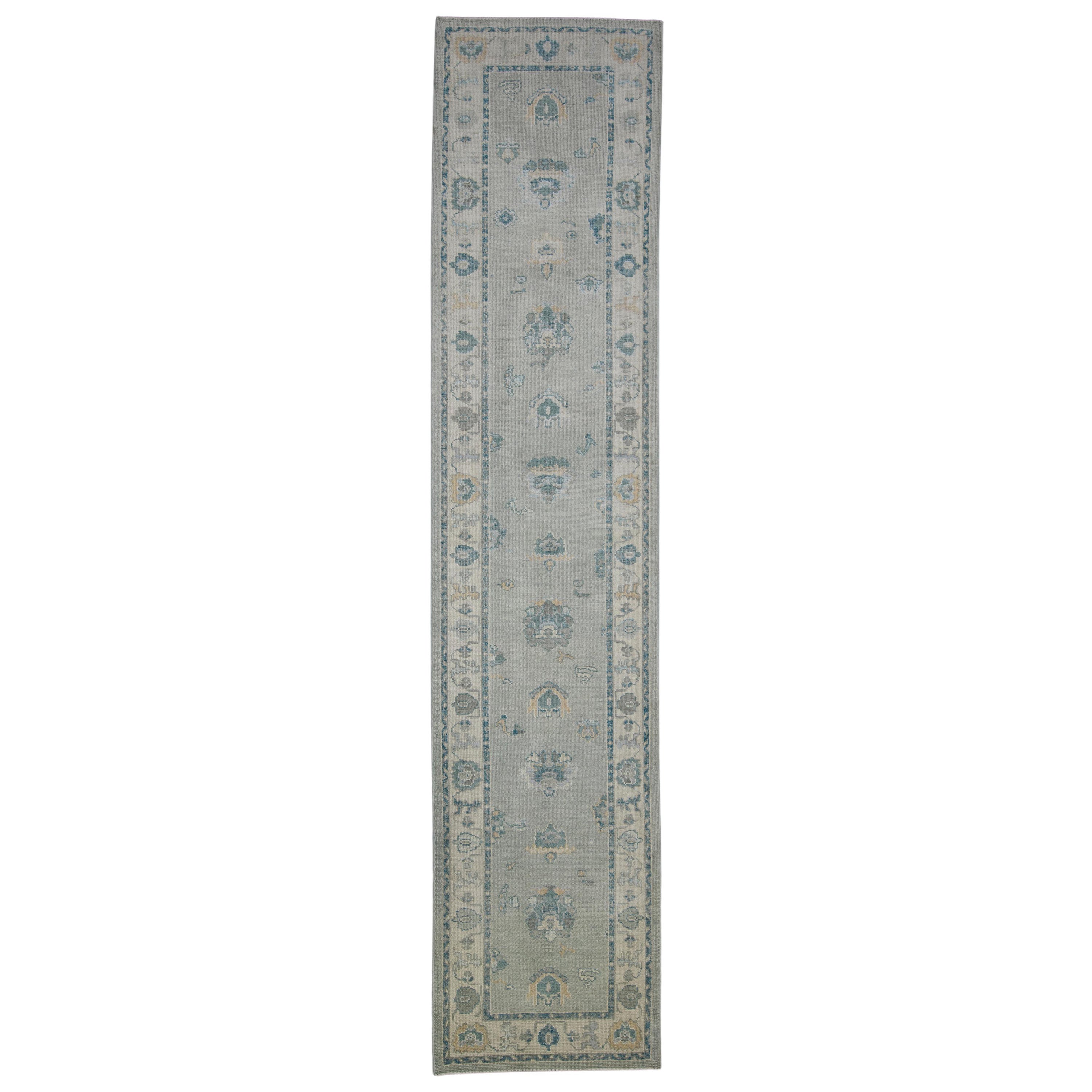 Türkischer Oushak-Teppich Orientalisch Handgefertigt 3'1" x 14'2" #11825