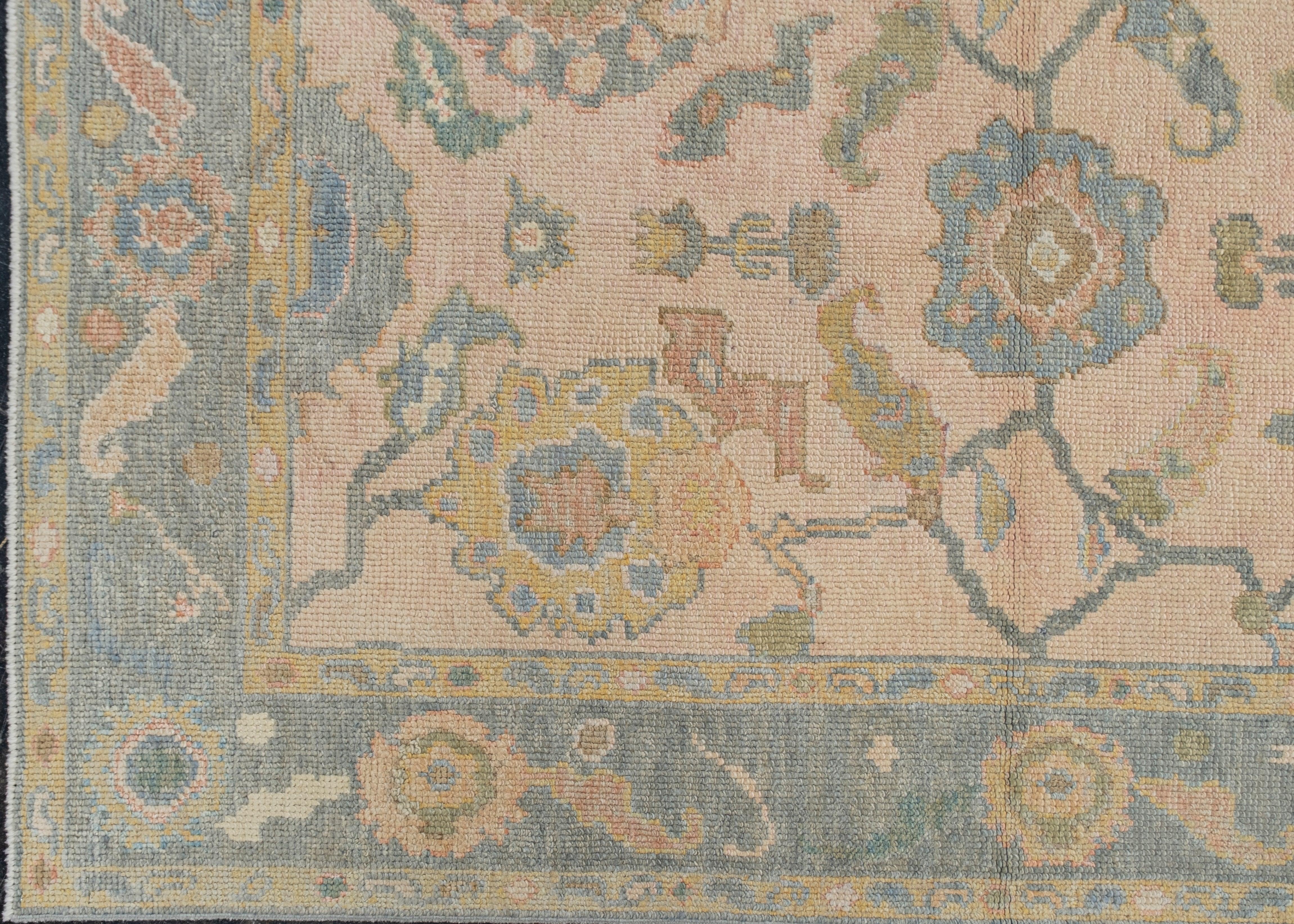 Alfombra Turca Oushak Oriental Hecha a Mano 3'10