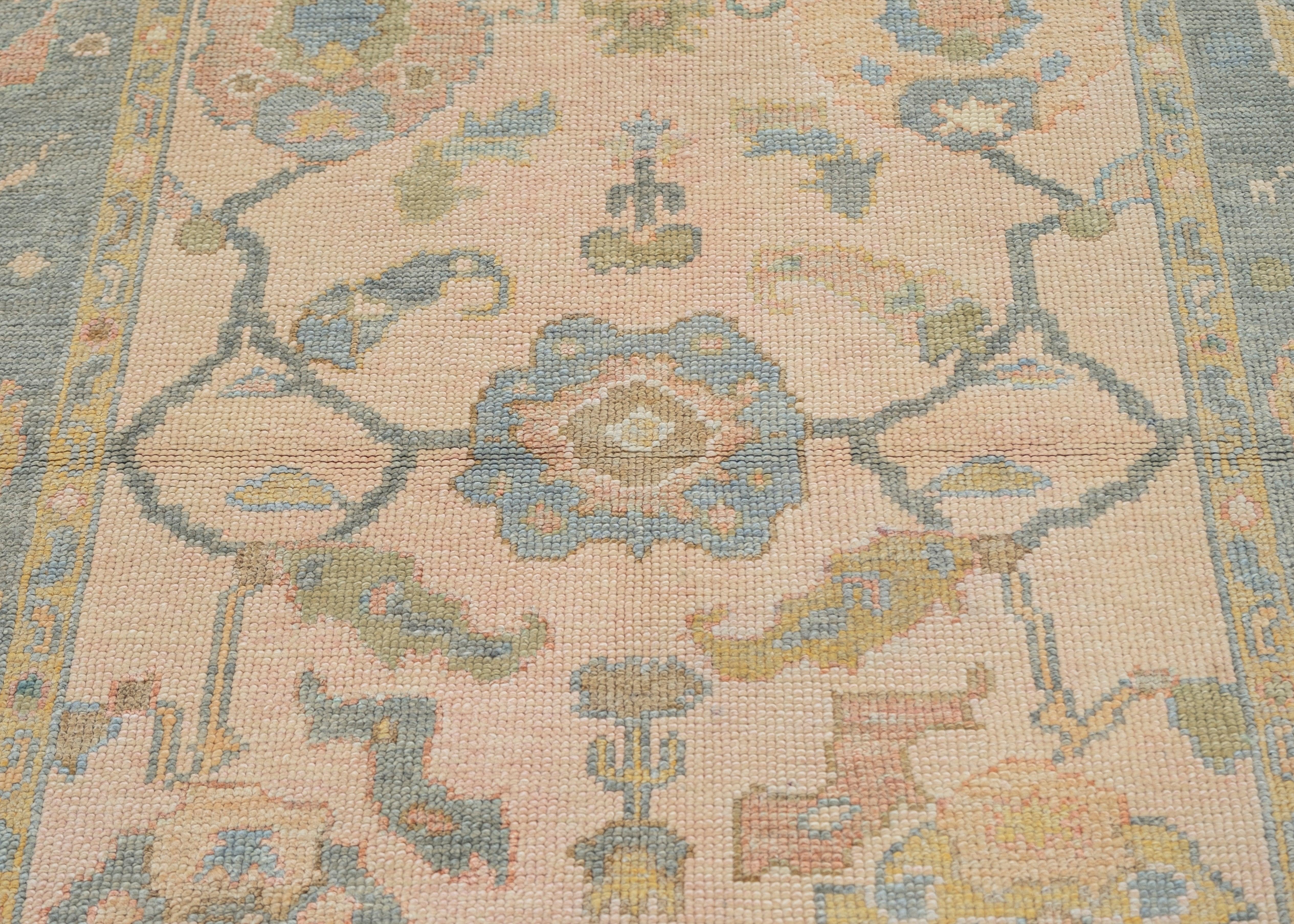 Alfombra Turca Oushak Oriental Hecha a Mano 3'10