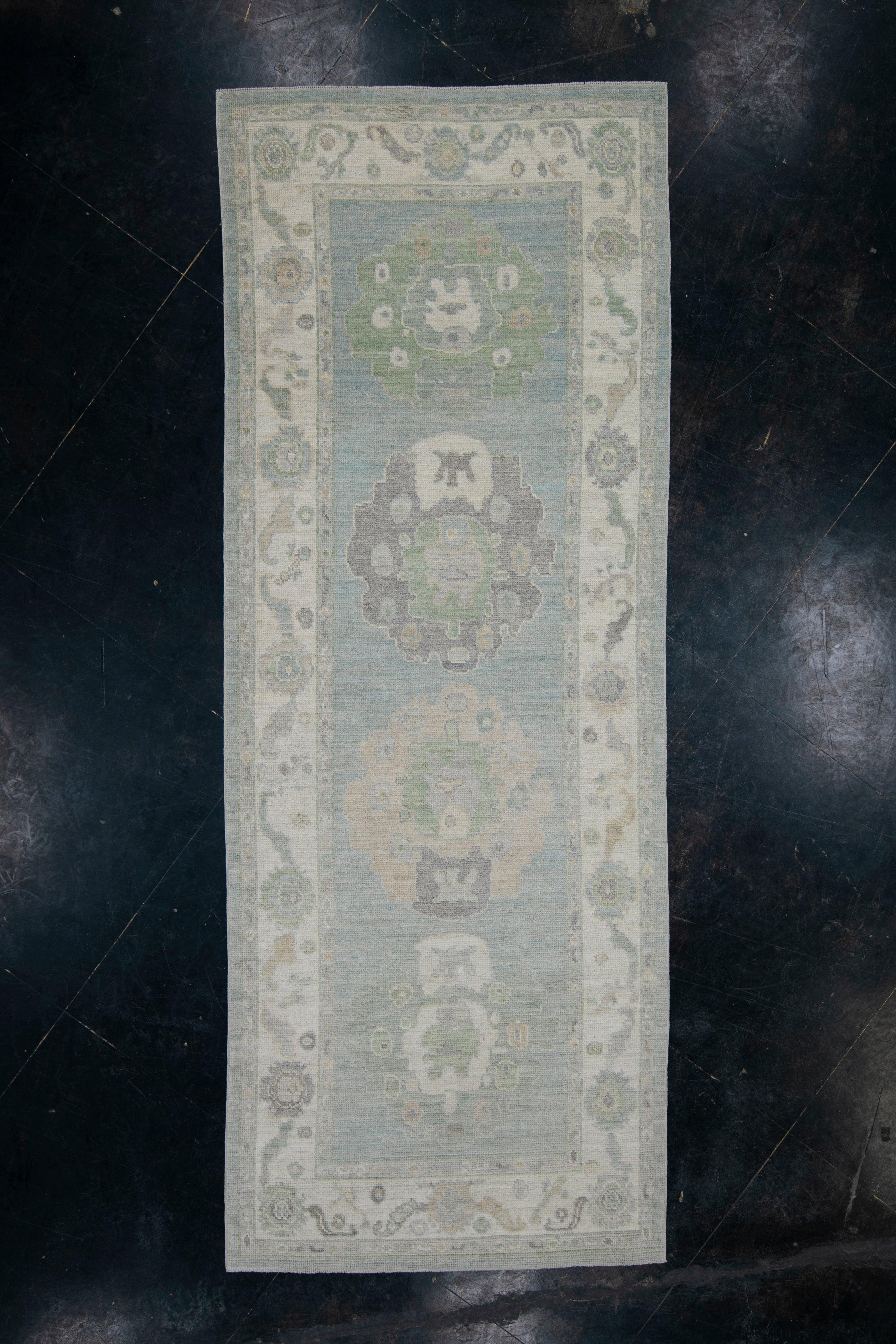 Contemporary Turkish Oushak Rug Oriental Handmade 4' x 10'8