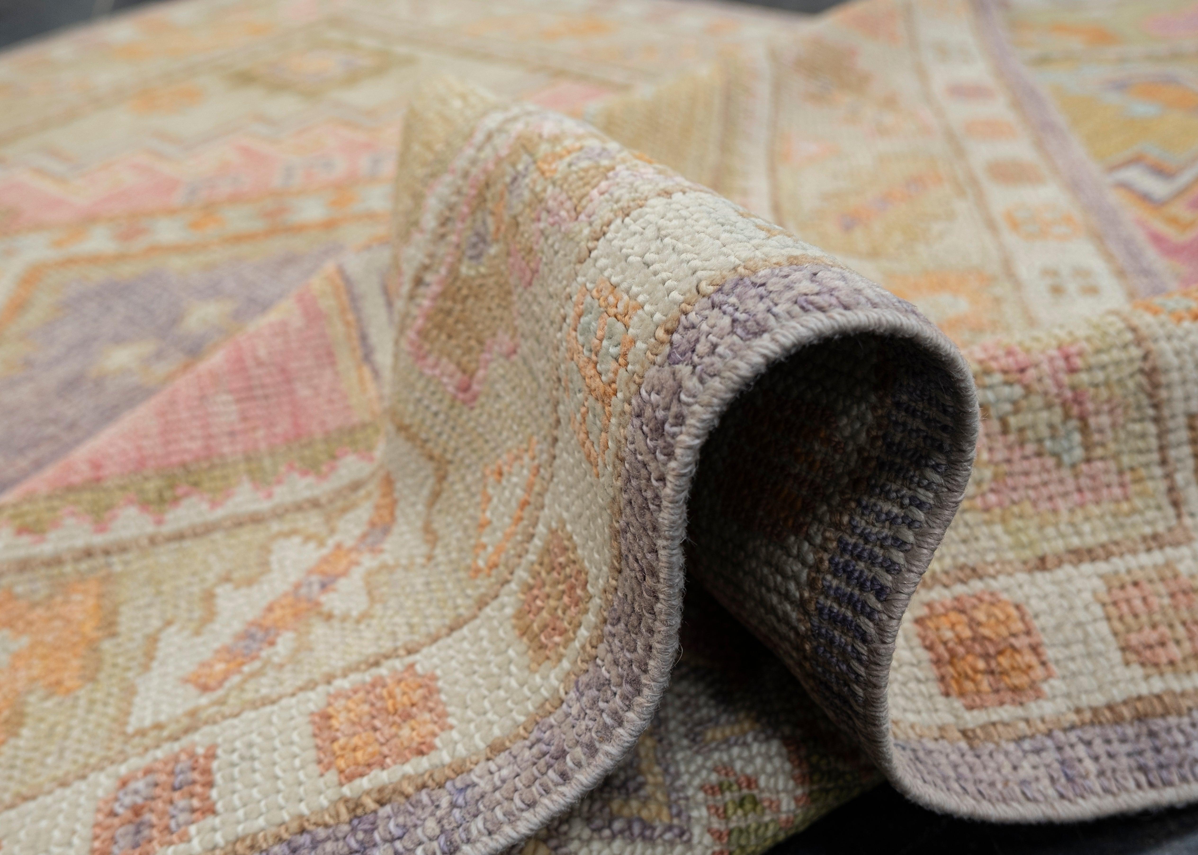 Noué à la main Tapis turc Oushak Oriental Handmade 4' x 5'11