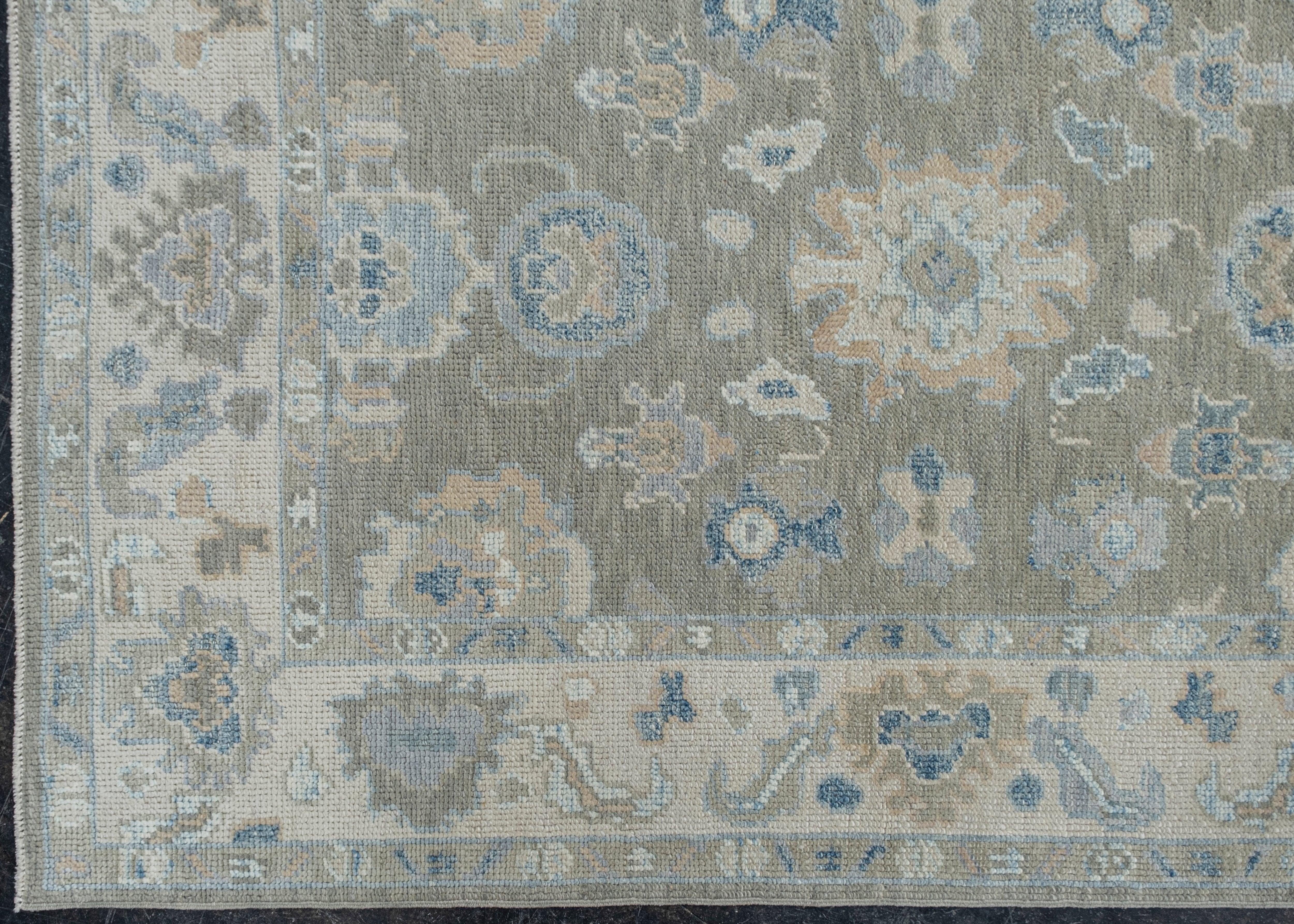 Hand-Knotted Turkish Oushak Rug Oriental Handmade 4' x 5'5