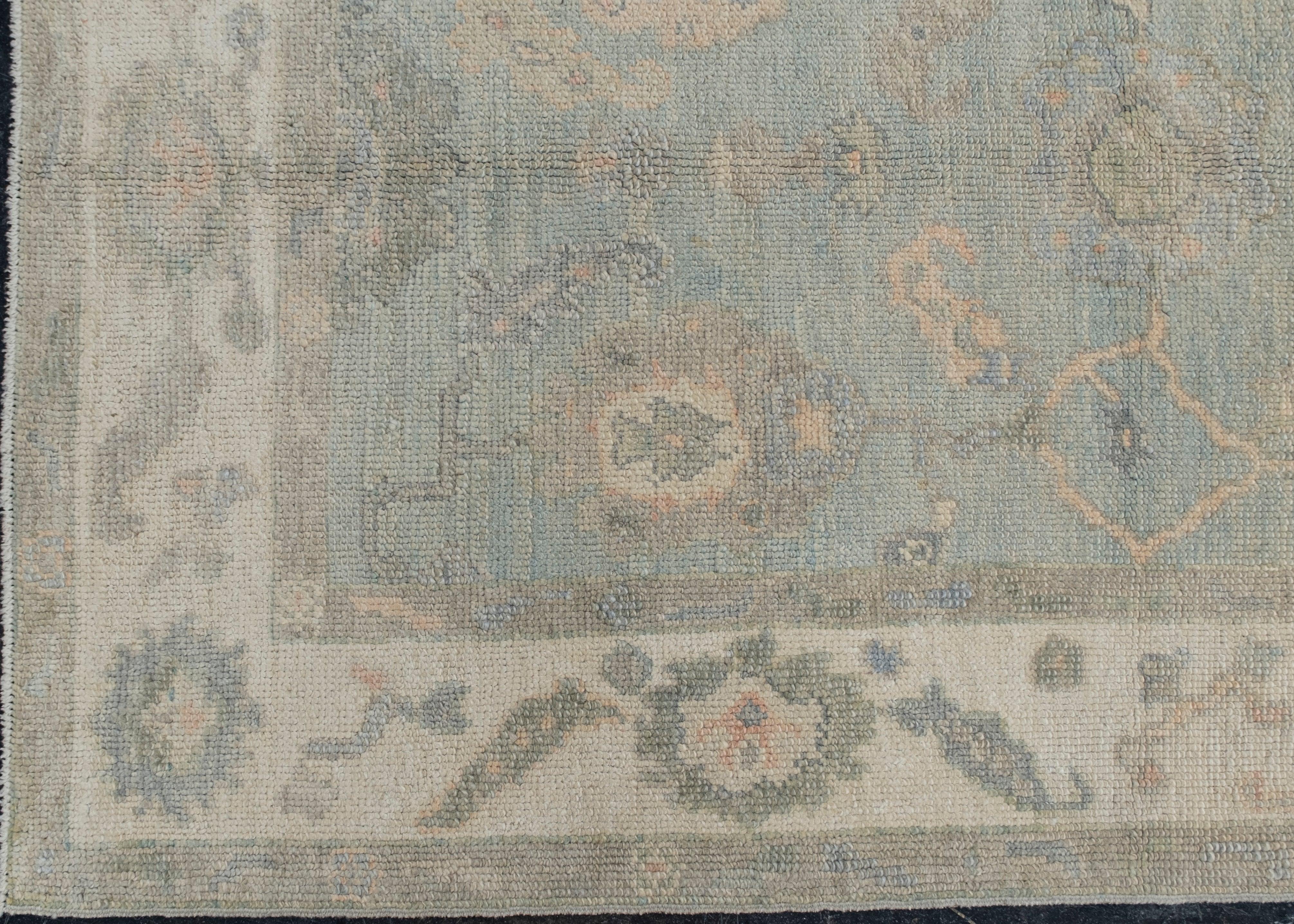 Hand-Knotted Turkish Oushak Rug Oriental Handmade 4' x 6' #12043 For Sale